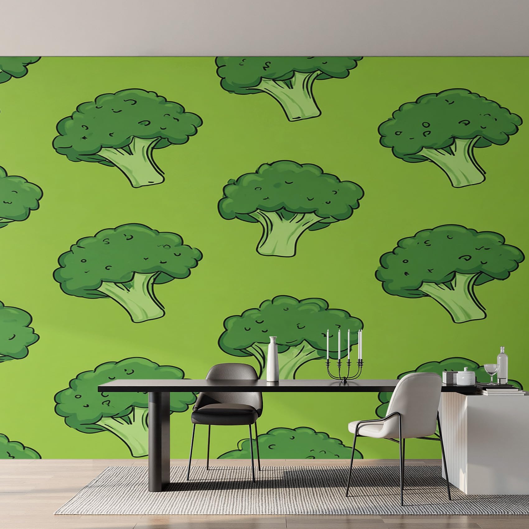 Generisch Brokkoli Fototapete Schlafzimmer, Vliestapete Grün Gemüse Tapete Wohnzimmer Deko 500x350 cm (B x H), Wandtapete, Mustertapete, Wanddeko