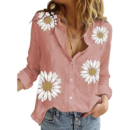 Astylish Womens V Neck Roll up Sleeve Button Down Blouses Tops
