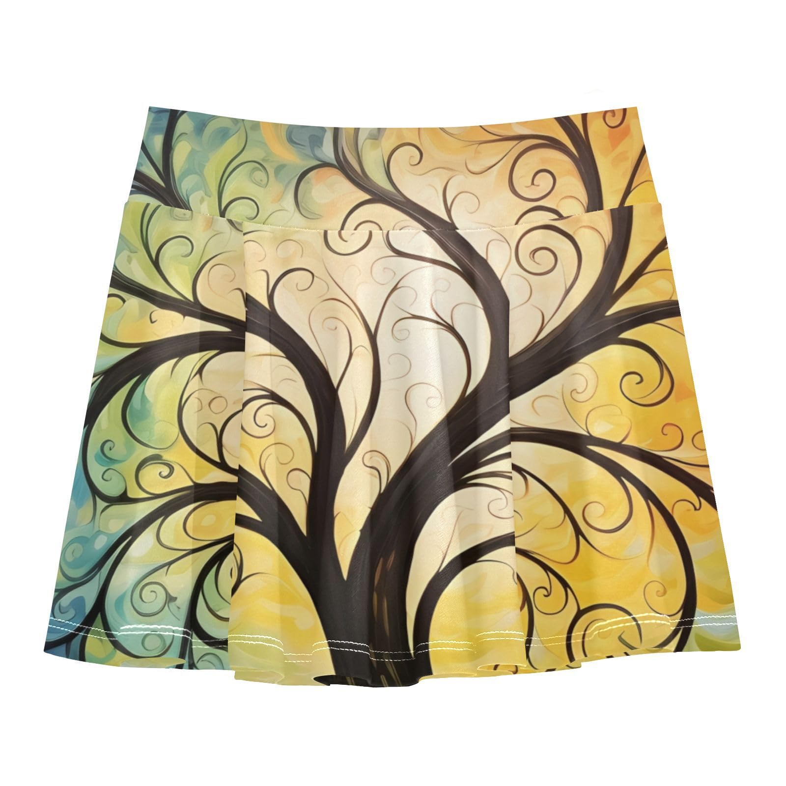 UMIRIKO Toddler Colorful Tree Life Oil Painting Girls Skorts Golf Skirt Active Tennis Skort Athletic Skirt 3-4T 21341497