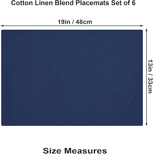 Miniatura 5 de Juego de 6 manteles individuales de tela, mezcla de lino y algodón, lavables a máquina, de doble capa, duraderos, resistentes al calor, manteles