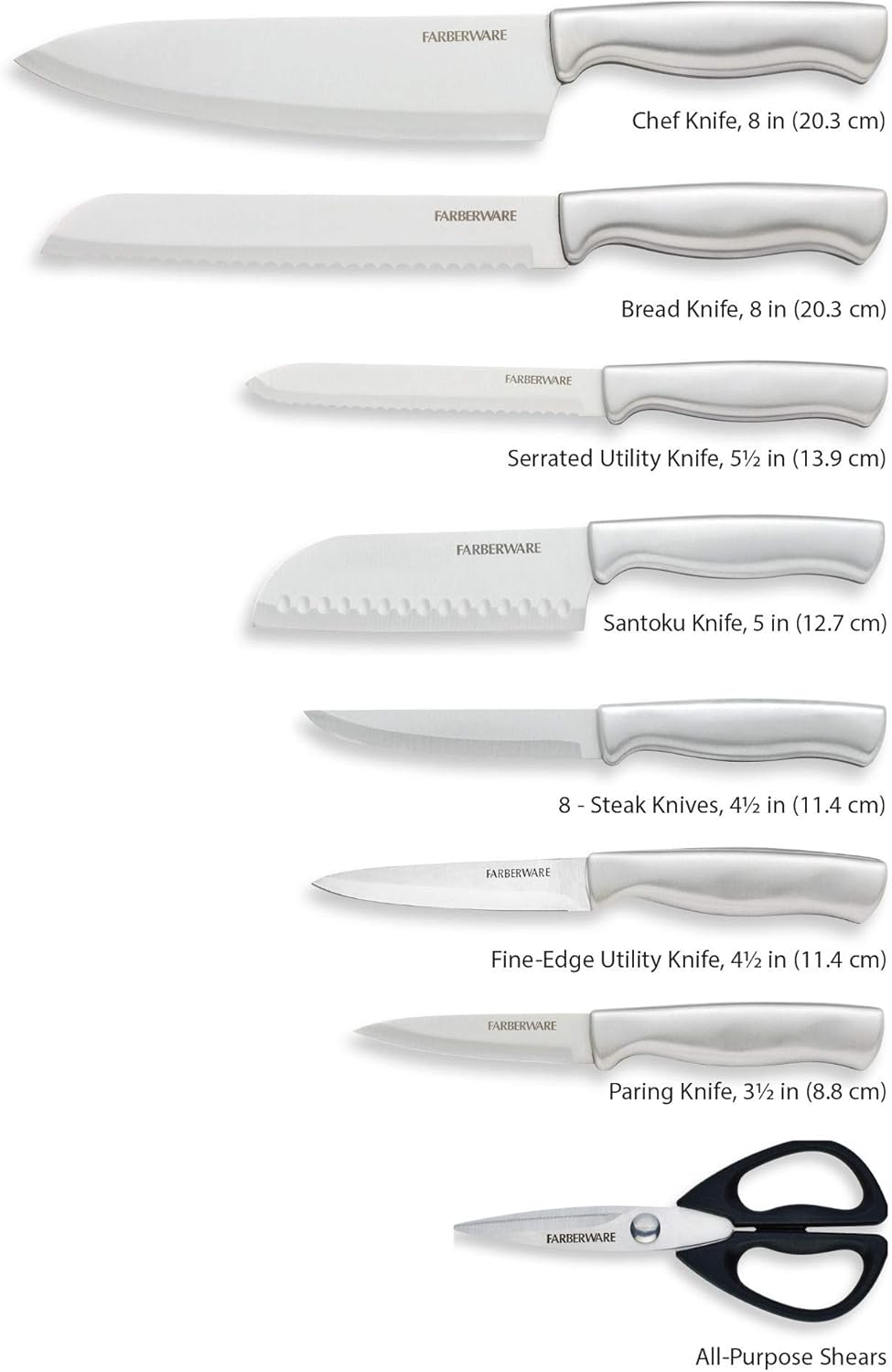Farberware Edgekeeper Stainless Steel Knife Block Set with Built in Knife Sharpener, 16-Piece, Natural