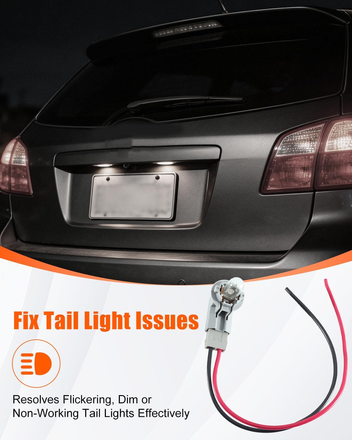 2PCS Rear Tail Light License Plate Lamp Socket with Wire Harness Fit for Toyota Camry Corolla Sienna Echo Lexus RX350 Reverse Lamp Replace 90075-99005 81755-03010 90075-60037 81590-06380