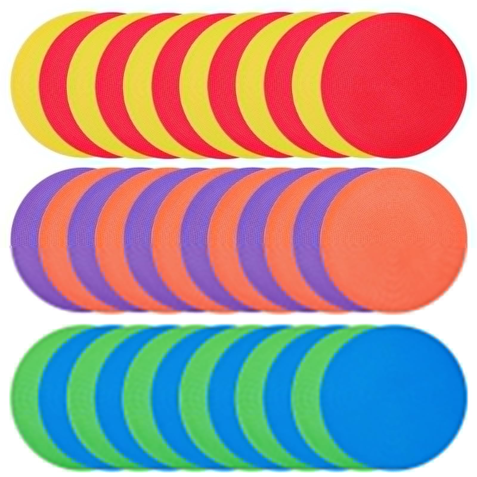 Marqueurs de sol en caoutchouc antidérapant de 12,9 cm - Cônes plats en polyéthylène pour salle de classe, danse, sport, football, basket-ball, vitesse et agilité (6 couleurs)