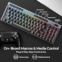 Vista 14 de RisoPhy Teclado mecánico para juegos, RGB de 104 teclas ultradelgado con retroiluminación LED USB con interruptor azul, teclas ABS duraderas, Negro