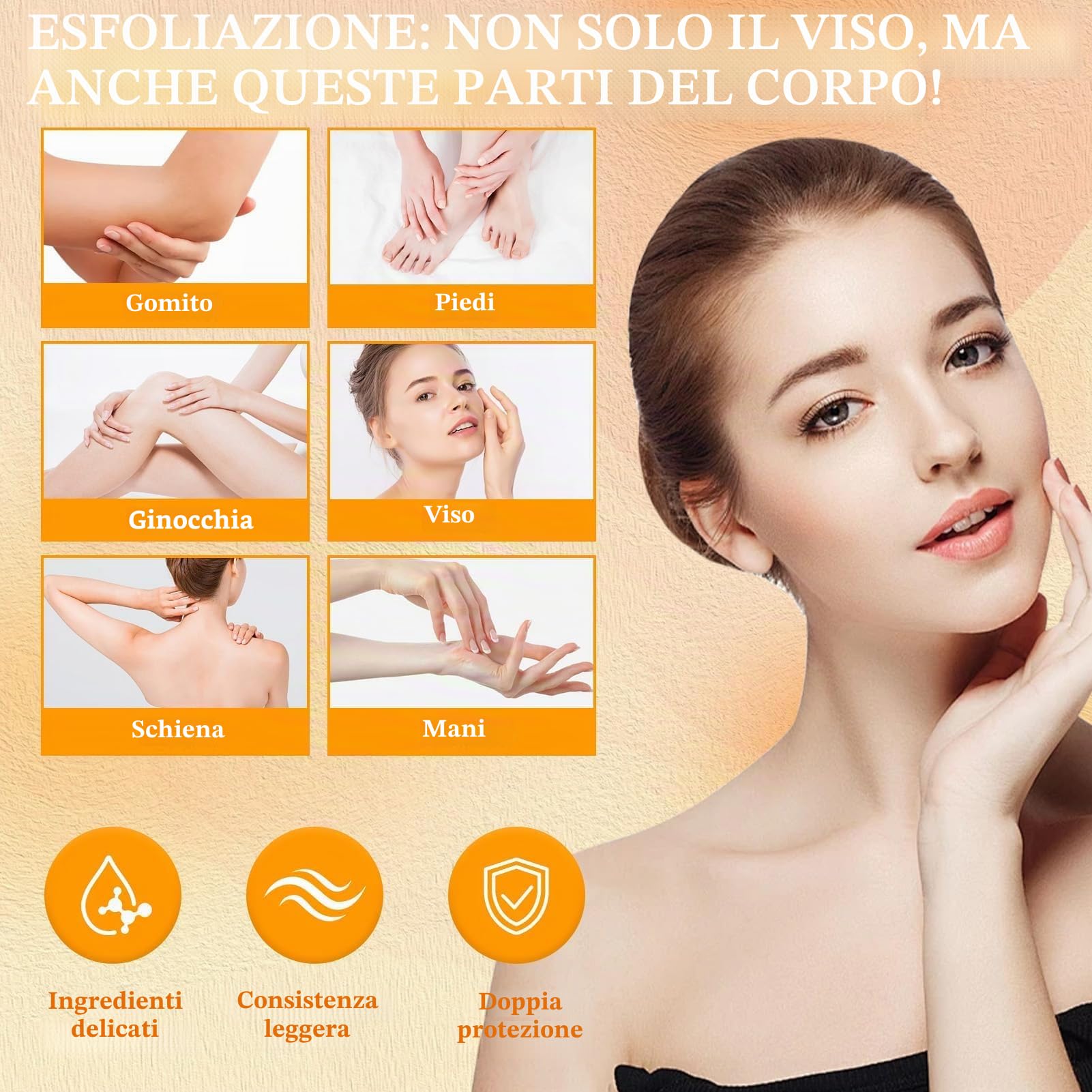Esfoliante viso naturale all'arancia, Gel esfoliante arancione naturale, Pulizia Profonda e Idratazione per Viso e Corpo, gel esfoliante, nutre e dona (2 pezzi, 100g)