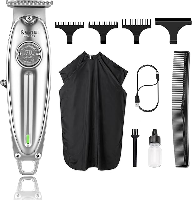 Kemei Cordless Hair Clippers for Men Professional 1949 Beard/Body/Hair Trimmer Grooming Kit with 0mm Bald Blade, Type-C USB Rechargeable, Quiet