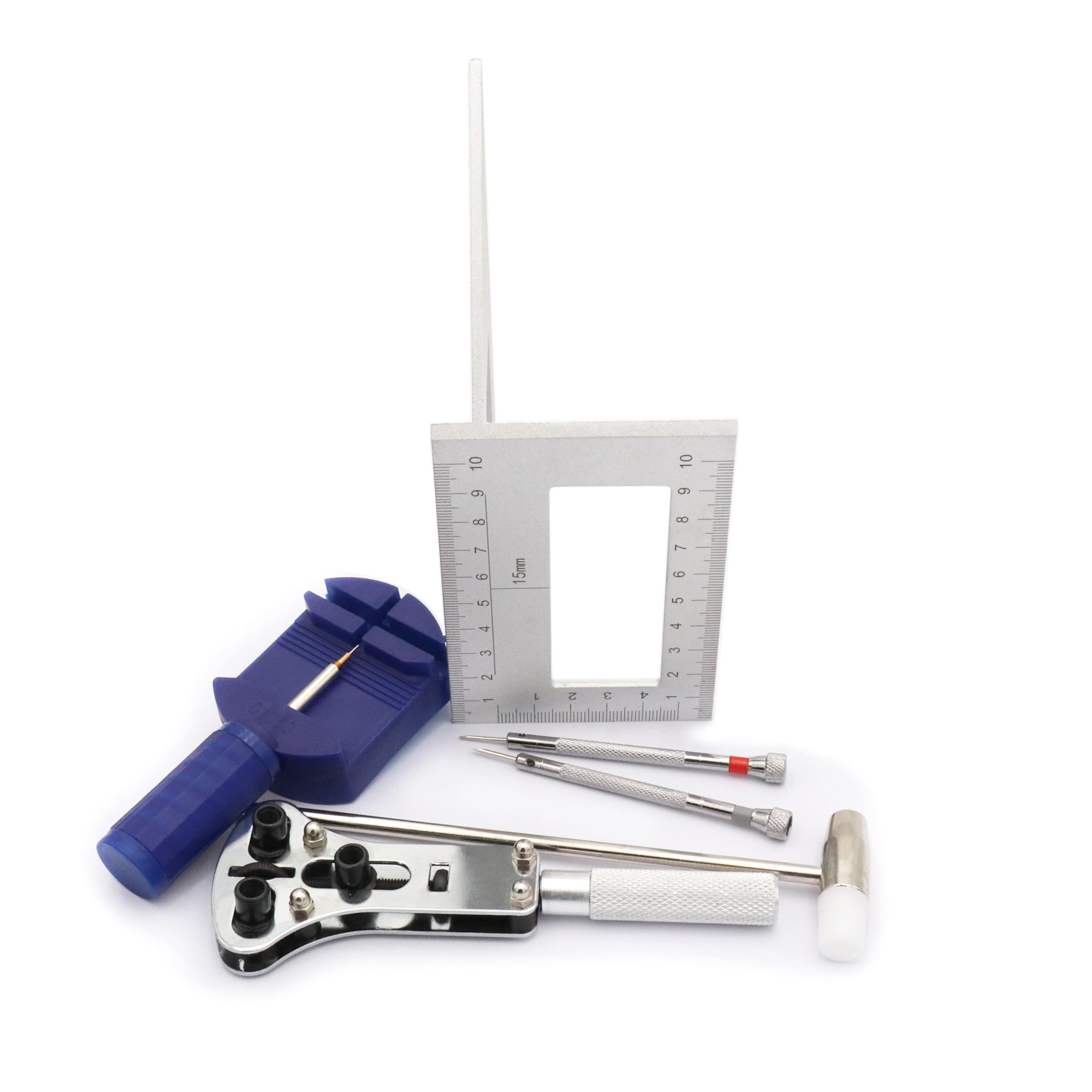 SCXCLY Watch Repair Tool Kit, Watch Battery Replacement Tool, Watch Case Opener Spring Bar Tools,Watch Link Removal Kit, Plastic, Metal (Black)