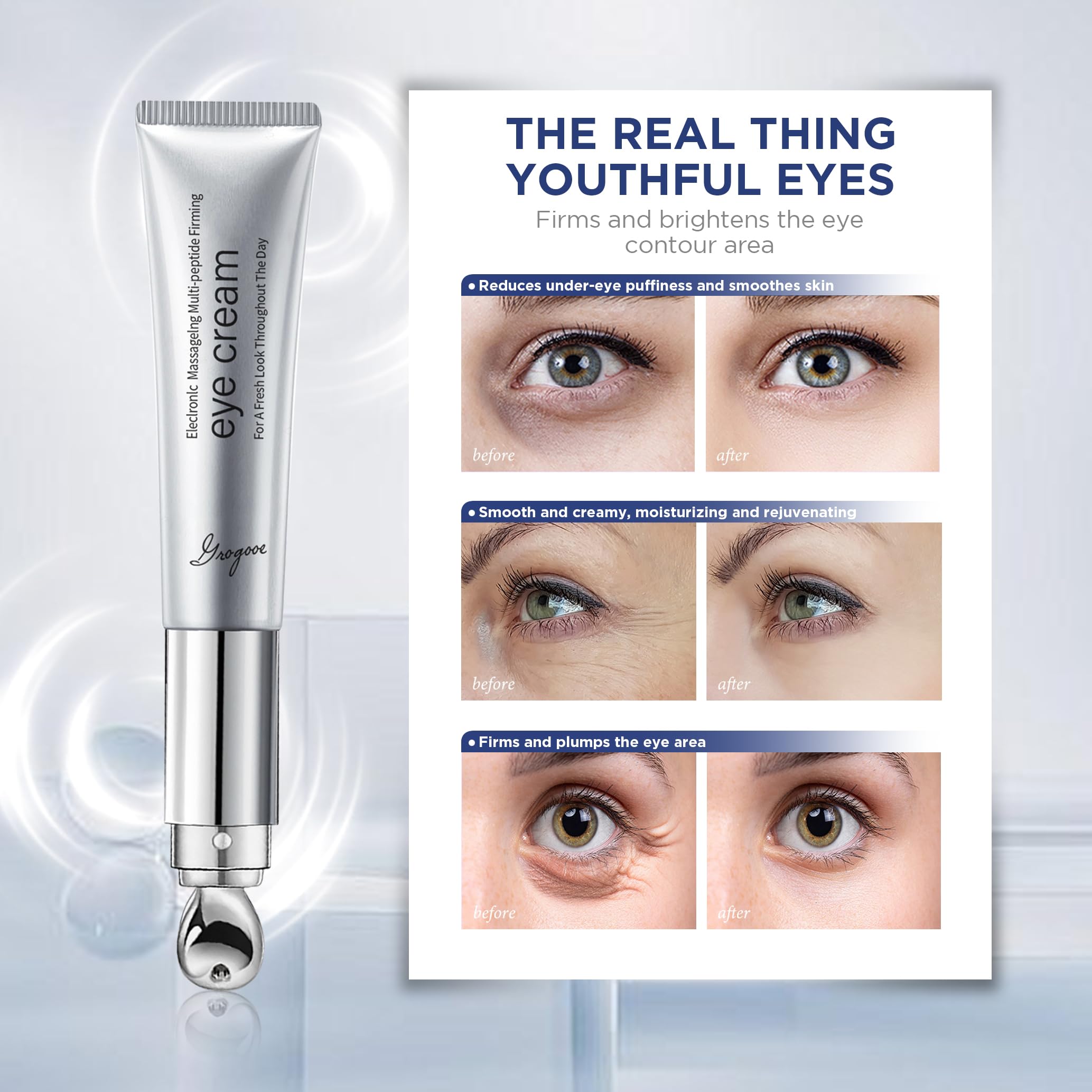 Electric Massage Eye Cream, Peptide, Retinol, Anti-Aging Eye Cream with Massage, Eye Serum For Fine Lines 20ml