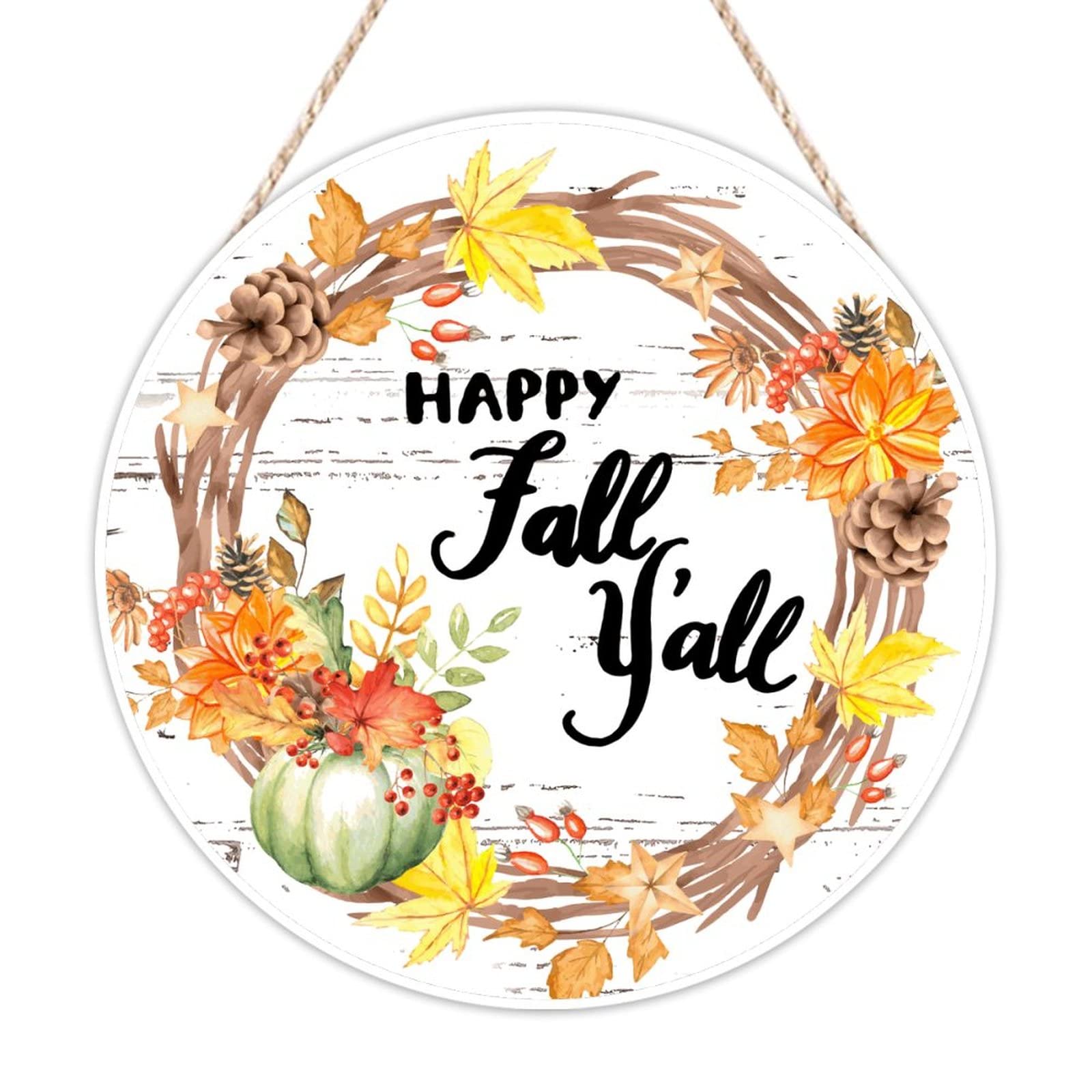 Panneau de bienvenue en bois citrouille Happy Fall Y'all mural 30,5 x 30,5 cm