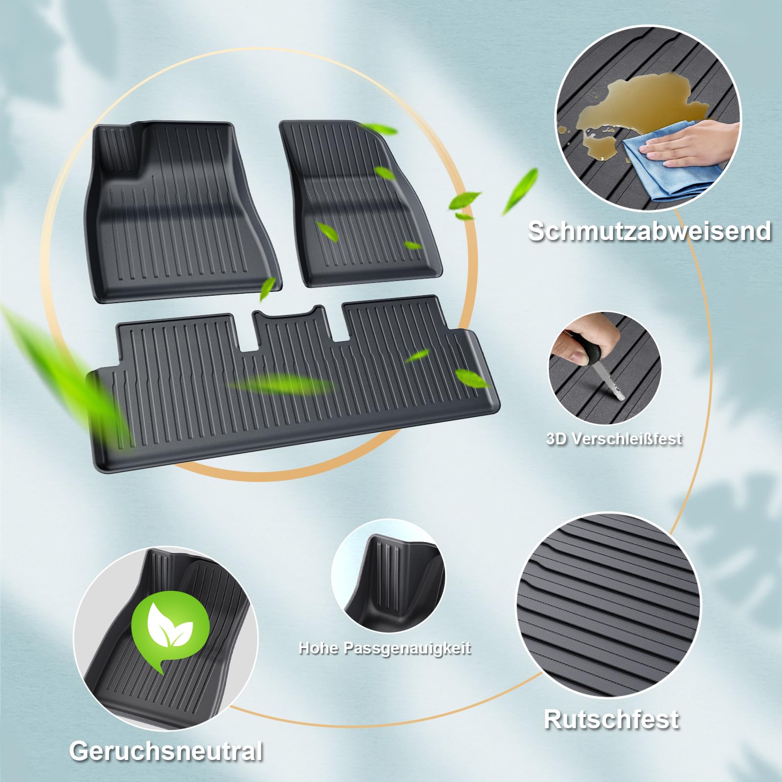 ECOZEN Alfombrillas Tesla Model 3 Highland 2024-2026 de Goma para Coche, 3D Alfombrillas para Model 3 de TPE para coche Antideslizantes, talonera de Goma Reforzada de fijación para todo tipo de climas