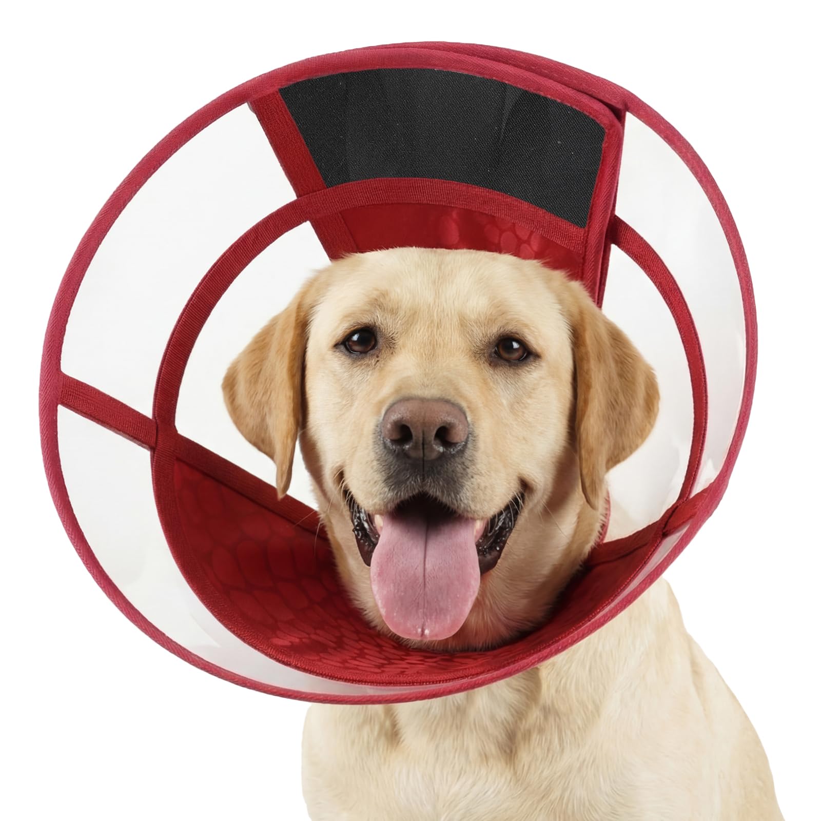 Lelepet Dog Recovery Collar, Elizabethan Collar for Dogs, Red M