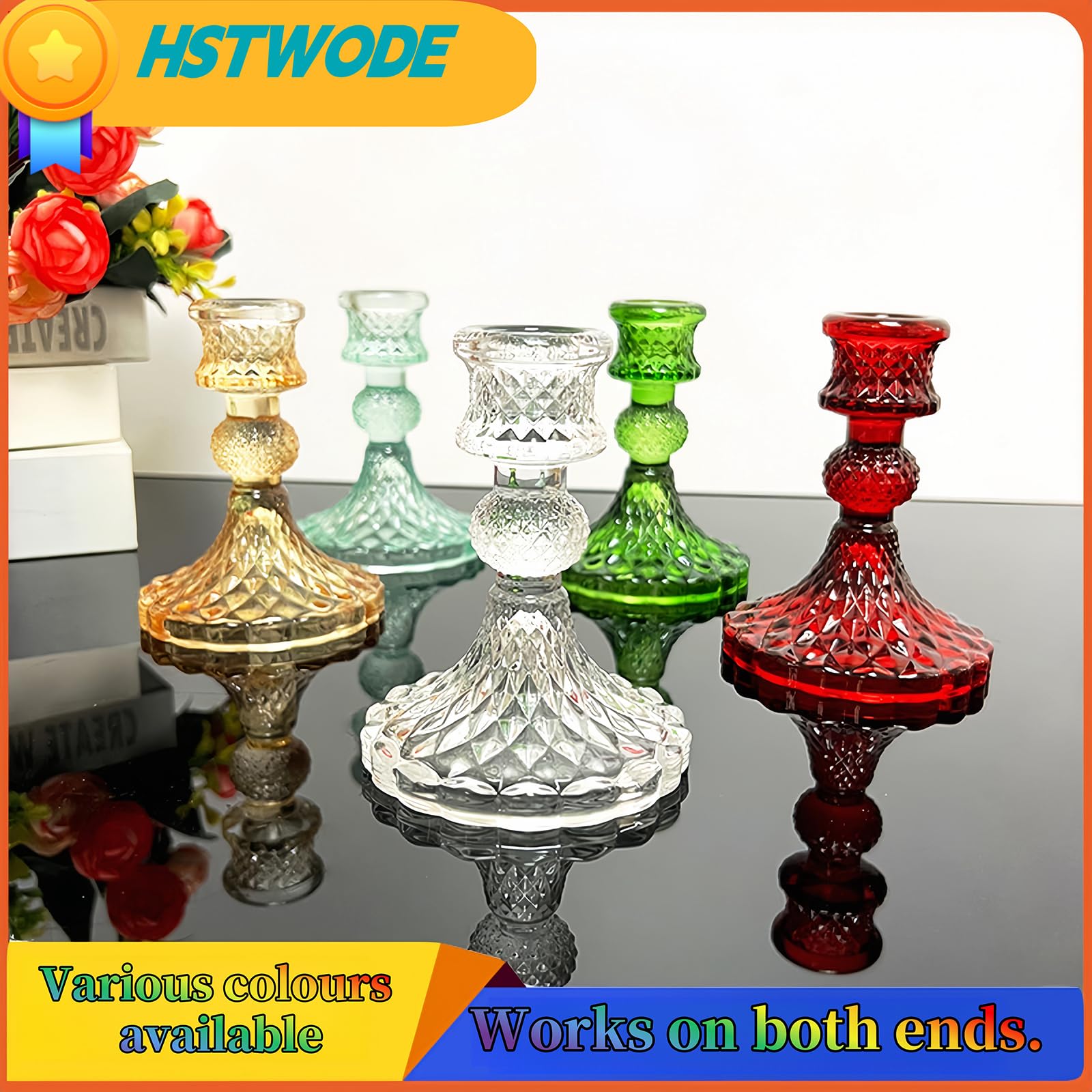 ERBO Portacandele A Pilastro In Metallo Nero, Set 2 Pezzi, Decorazione Per Matrimonio E Corona Avvento (6,8x1,5 Cm)