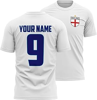 Personalised England Flag Football Shirt Adults 2022, Your Custom Name and Number Printed England Tshirt Top, New Updated 2022 kit, Retro Gifts for English Fans