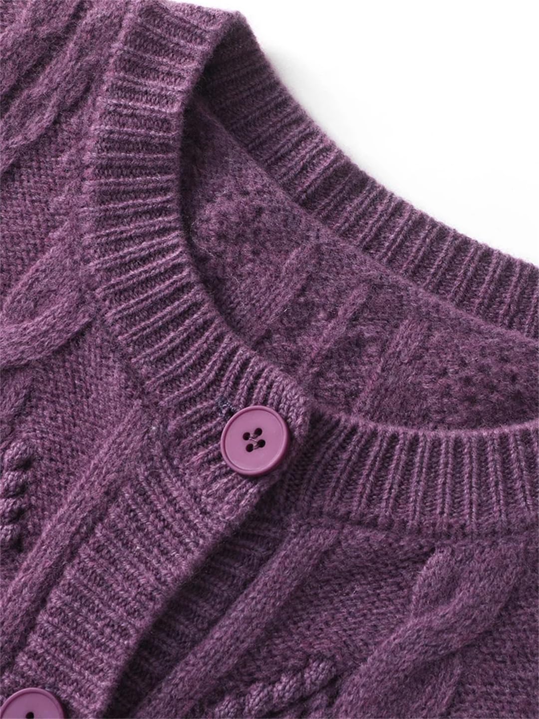 FLXHSA Damski sweter rozpinany, sweter z wycięciem pod szyją, guziki z dzianiny Merino