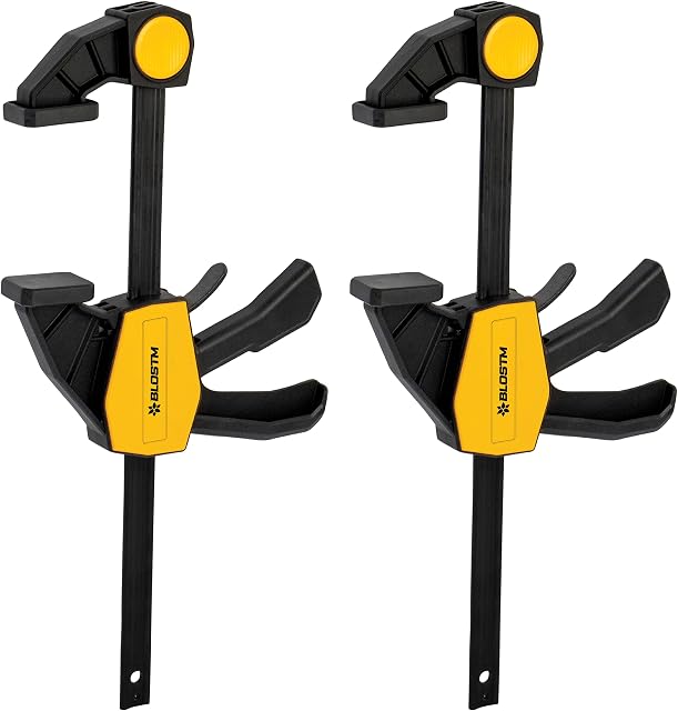 BLOSTM Quick Grip Wood Clamps - Mini Clamps Quick Grip Used for Gluing, Drilling, Clamping, Plastics & Woodworking DIY Projects - Ratchet Bar Clamp 150mm - Set of 2