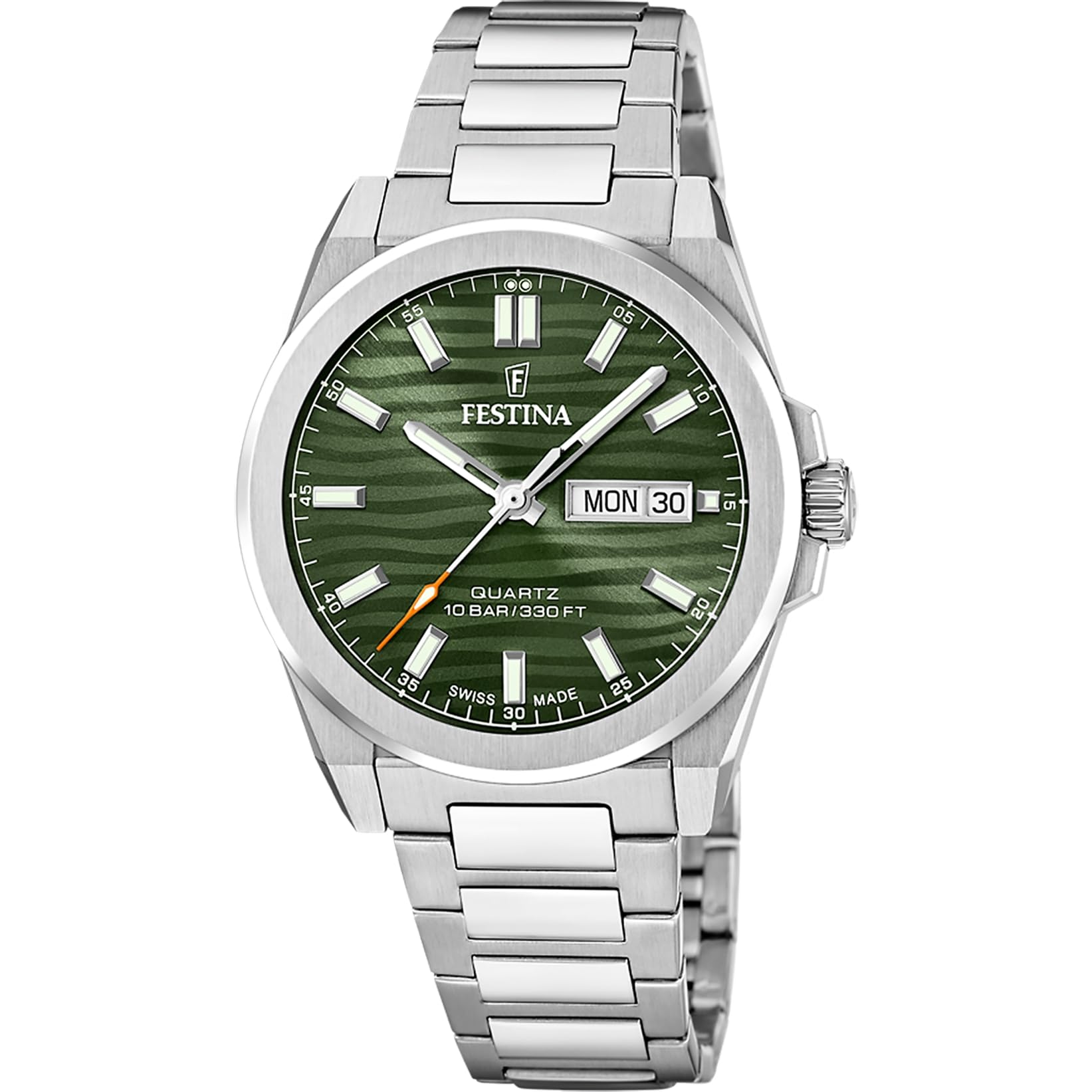 Festina Swiss Made Reloj Hombre Analógico de Acero Inoxidable 316l Plateado