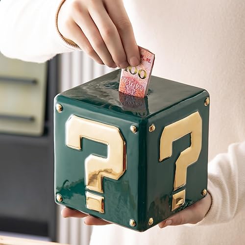 Vista 25 de Yundu Alcancía de cerámica para adultos debe romperse para abrir, banco de monedas genial para niños, alcancía divertida para niñas y niños, caja