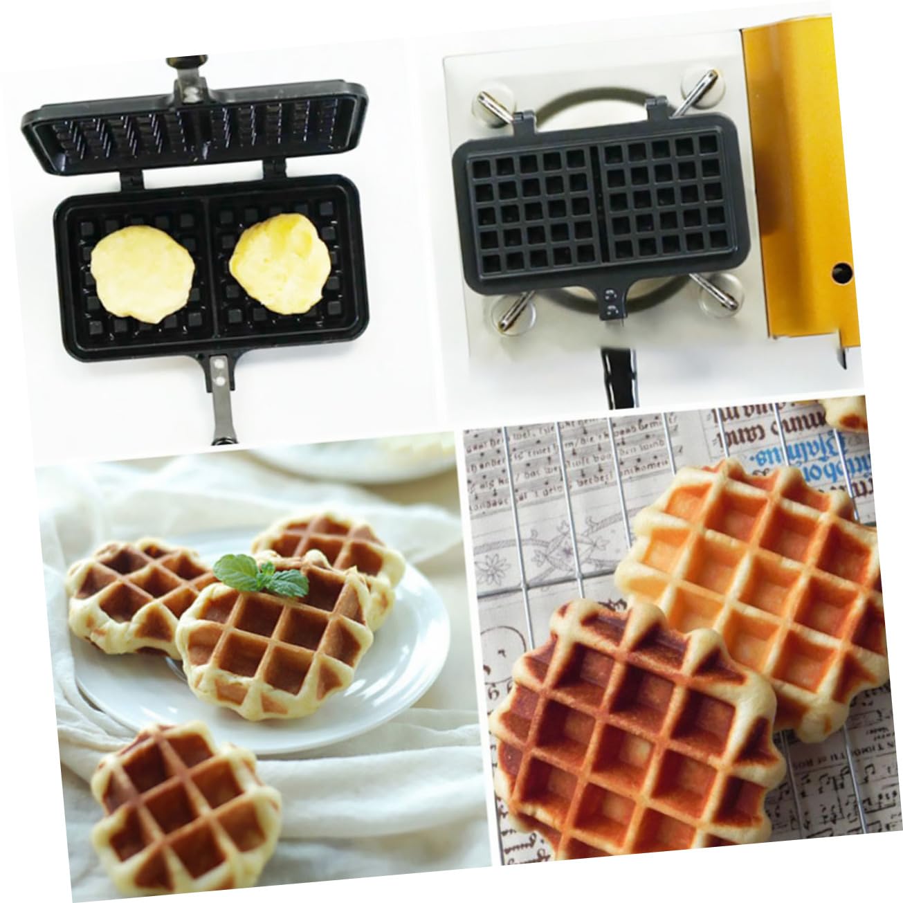Stampo per Waffle Creativo da Cucina in Alluminio Pressofuso Nero | Antiaderente, Facile da Pulire, per Uso a Gas, Formato per Preparazione Domestica