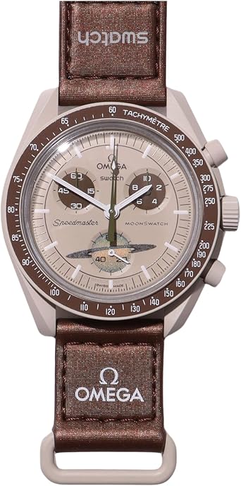 OMEGA x SWATCH Mission to Saturn Authentic Omega Swatch Mission Wristwatch, Collaboration, Waterproof, Mens, Womens, Mission Toe Saturn Shopper/Bonus Original Message Card Cloth