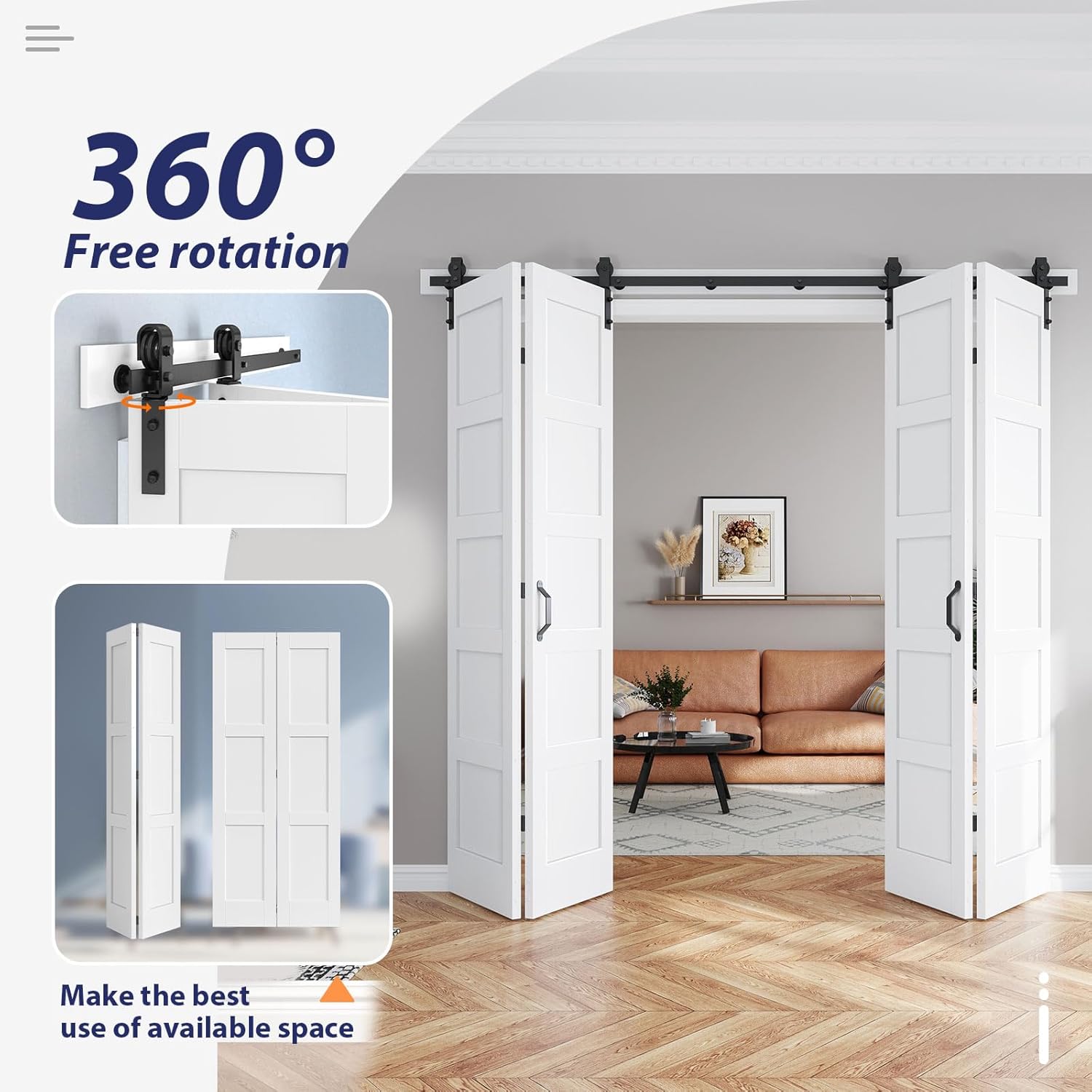 Fredbeck Bifold Barn Doors 48x96 (Double 24x96) with Hardware Kit Included