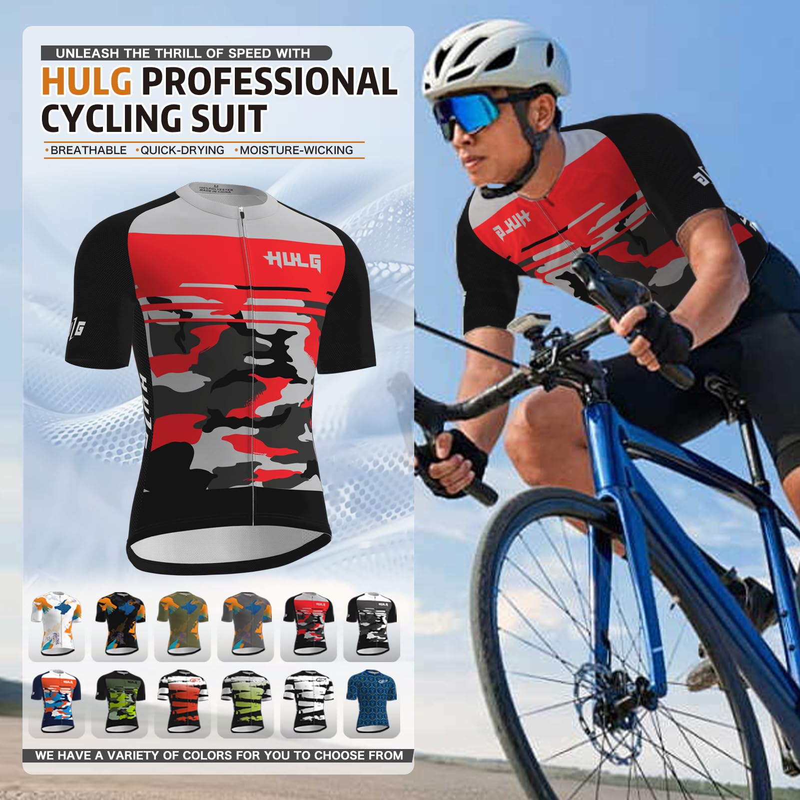 Maillot Cyclisme Homme, Vélo Jersey VTT Vêtements Manche Courte Séchage Respirant Cyclisme Tee Shirt