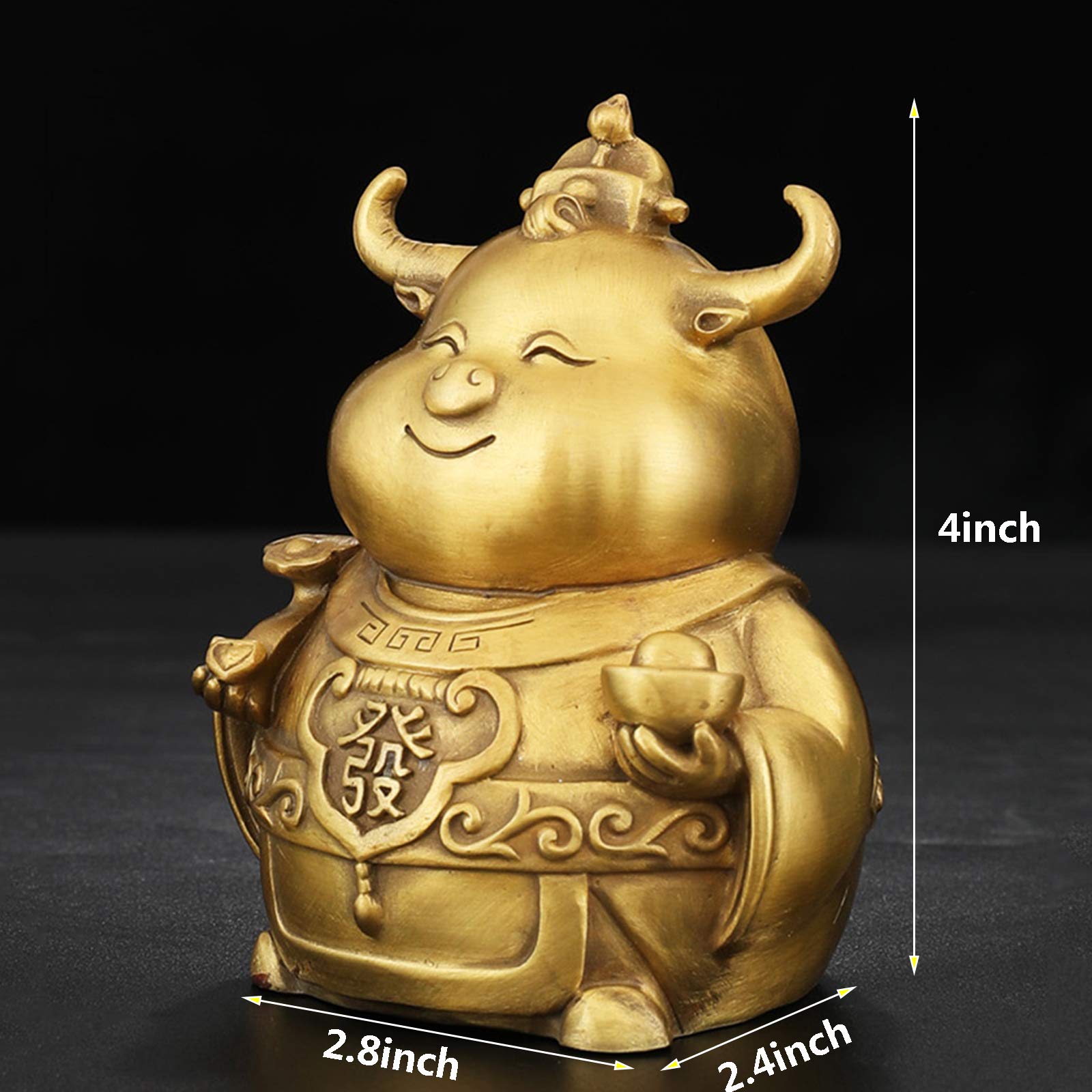 Latón Figura Colección,Animal Estatua Decoración,Figurilla De Bronce De Fengshui Coleccionable,Riqueza Suerte Animal Escultura 4 Pulgadas para Oficina Decoración del Hogar-B 4 * 2.8 * 2.4inch
