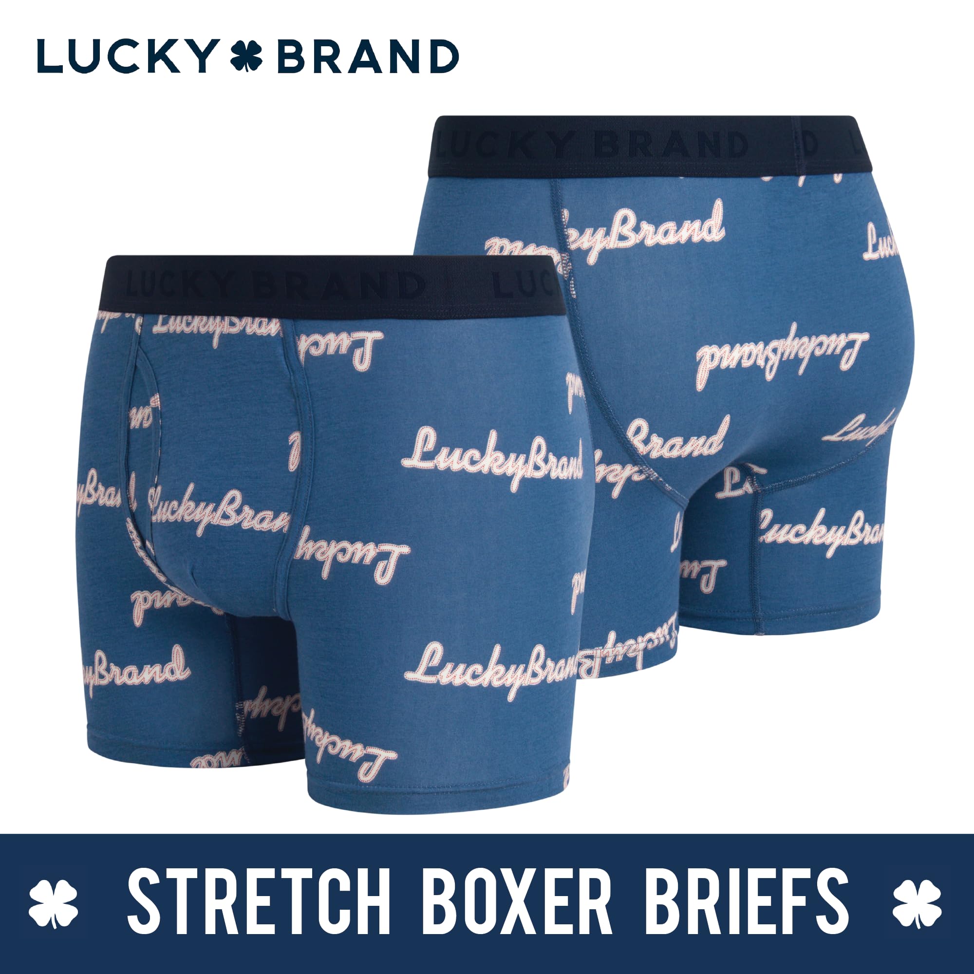 Lucky Brand - Boxer da uomo in cotone elasticizzato leggero (confezione da 3)