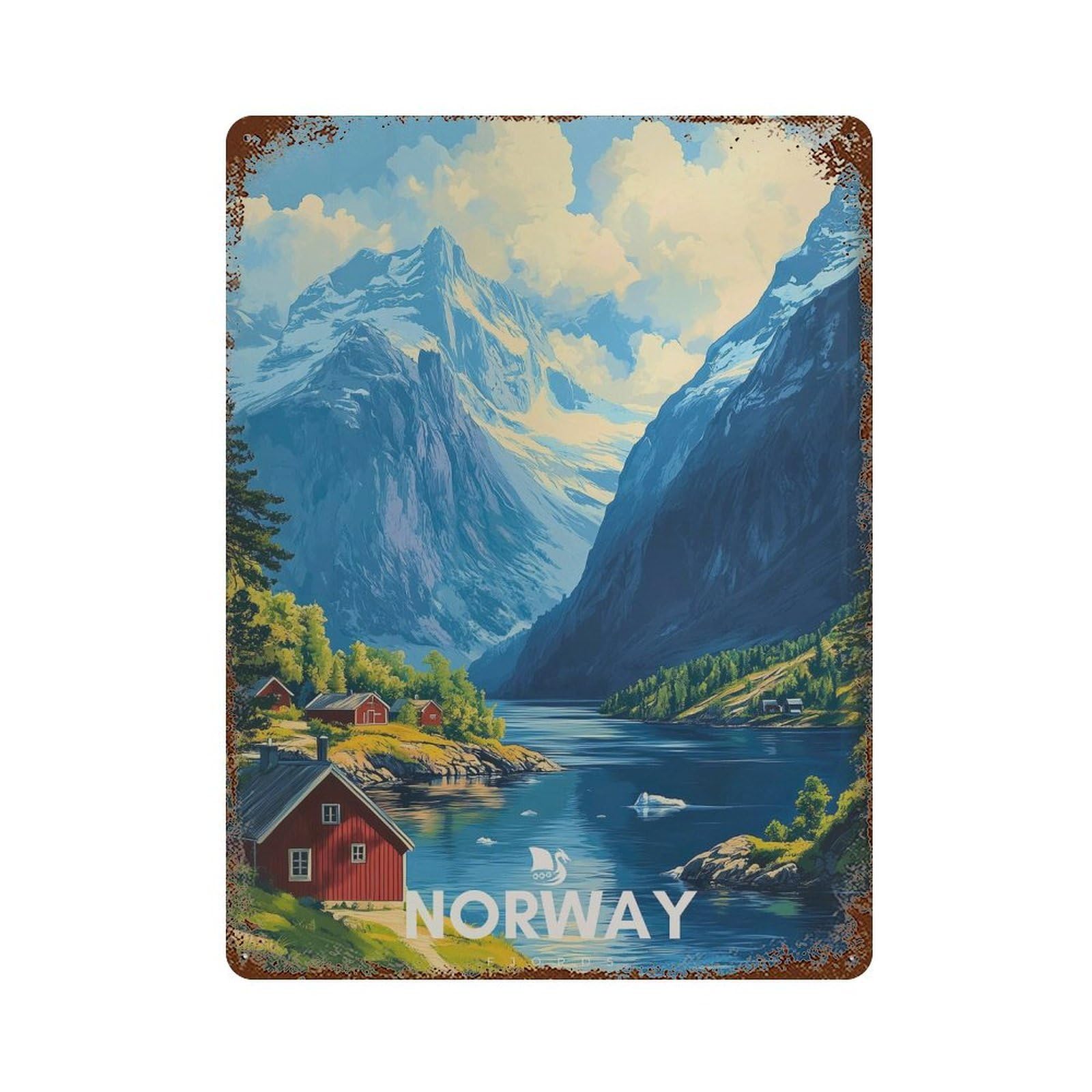 xiaoxiaoshen Norway Fjord Scandinavian Landscape Nordic Travel (2) Wall Decor Art Metal Tin Poster Modern Home Decor Art Home Bar Shop Decorations Vintage Sign 40x30cm