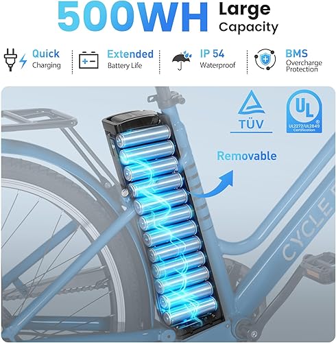 Miniatura 2 de Bicicleta eléctrica de 26 pulgadas, bicicleta eléctrica de viaje urbano de 1000 W, bicicleta eléctrica de paso a paso de 70 millas y 20 MPH, batería