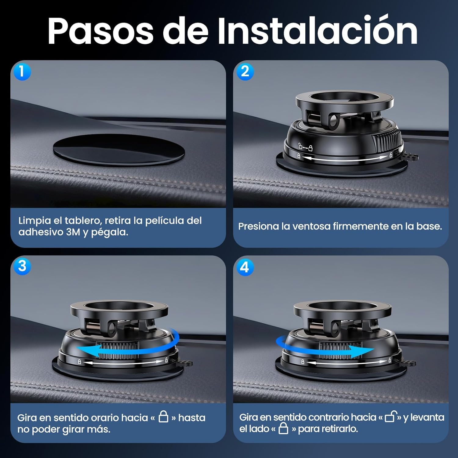 GizmoVine Soporte Móvil Coche MagSafe, 35KG Ventosa Fuerte Reutilizable, Brazo Metálico Plegable, 22X N55 Imanes, Giratorio 360° para Salpicadero/Parabrisas, iPhone 17-12 Android