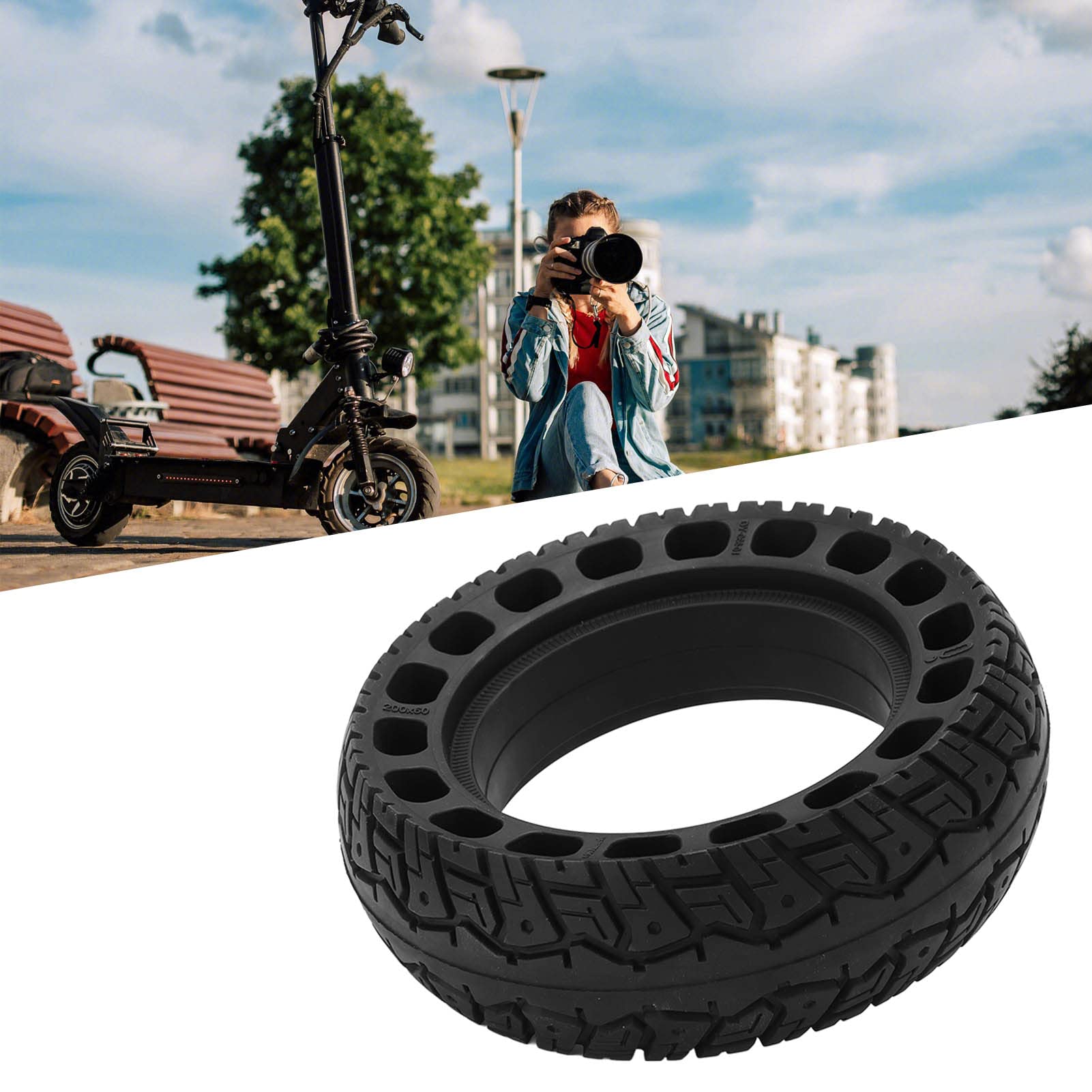 GYL 8 Inch Solid Tire Wheel Hub 200x50 Solid Tire Alloy hub Replacement for Segway Ninebot ES1 ES2 Electric Scooter