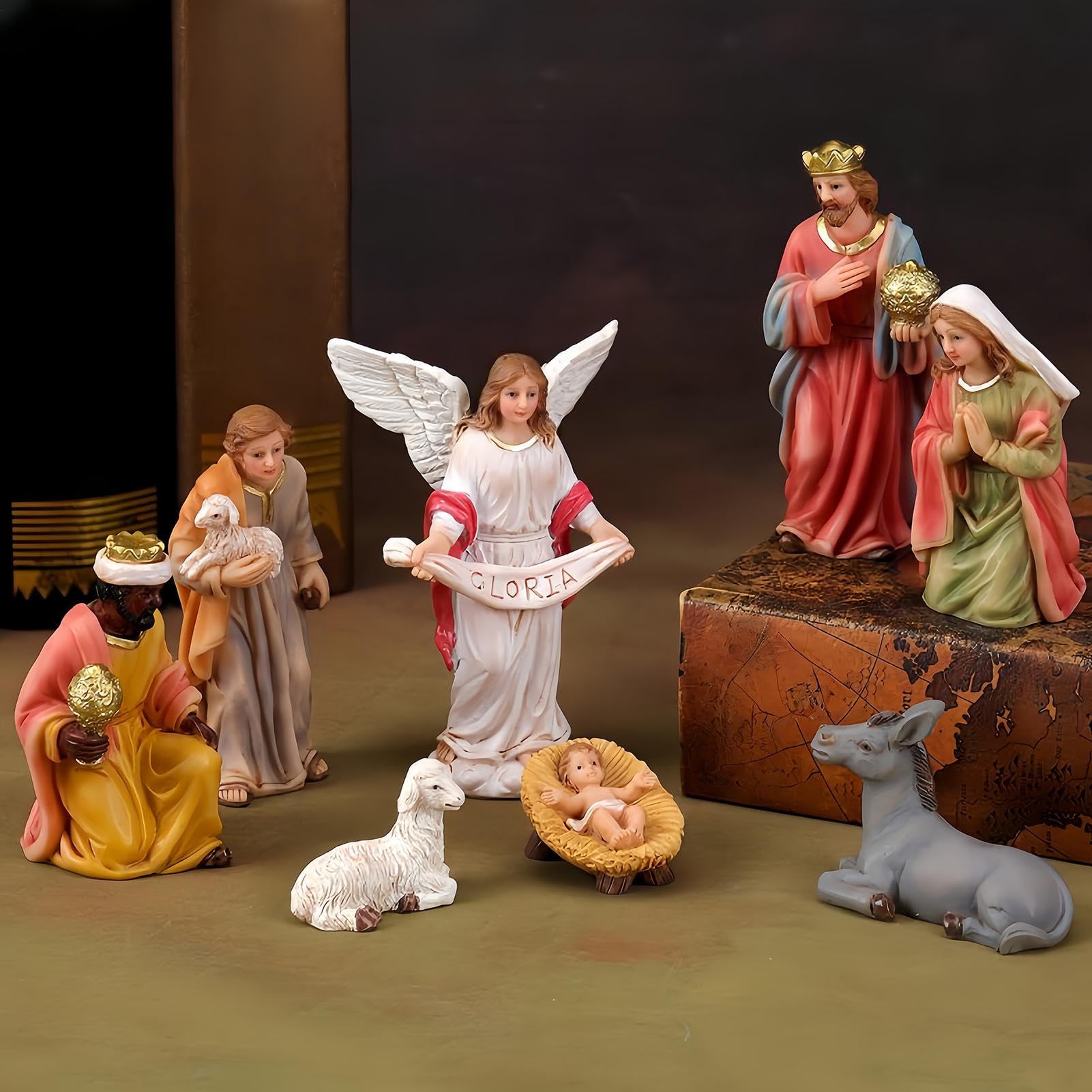 Ensemble de crèche de Noël – Figurines Jésus Mangeoire Décoration de Noël