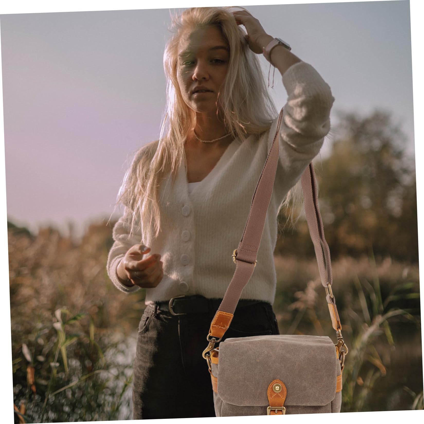 jojofuny Borsa a Tracolla per Fotocamera, Leggera, in Tela Verde