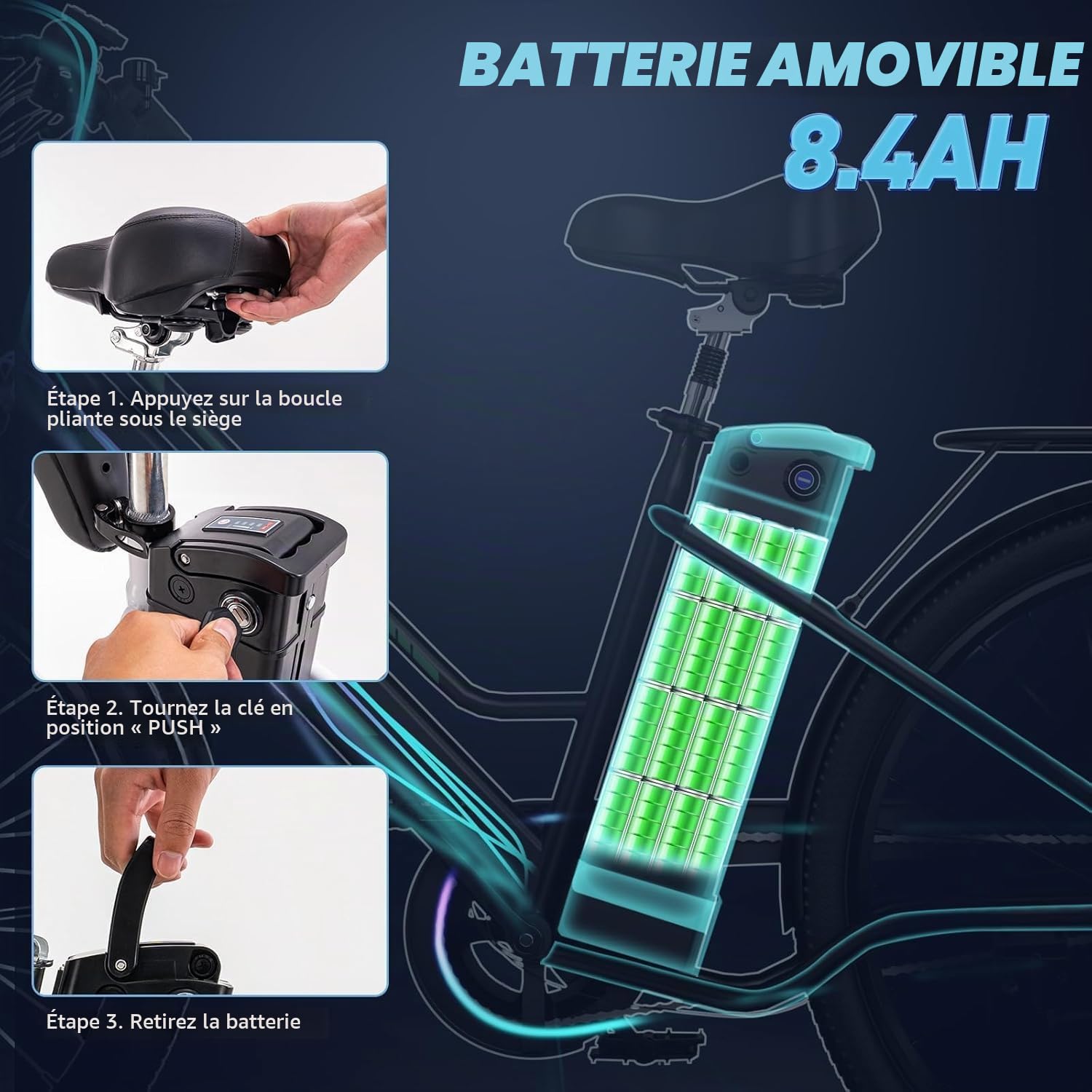 HITWAY Vélo Électrique 26 Pouces Vélo Électrique Femme et Homme,Moteur 250W,Batterie 36V/8,4Ah,Max 25km/h,Pédalage Assisté,Autonomie 35-70km,Adulte Unisexe