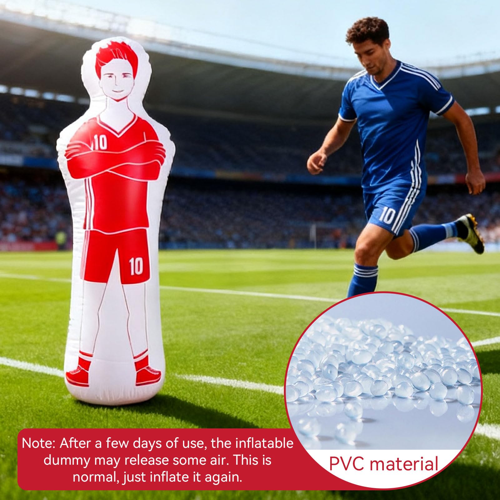 Aufblasbare Fußball Dummy, 40x160CM Fußball Training PVC Aufblasbare Fußballpuppe Boxsack Zum Boxen Torwart Trainingsausrüstung Für Fußballtraining, Torwarttraining 0,35 m PVC-Boxsack