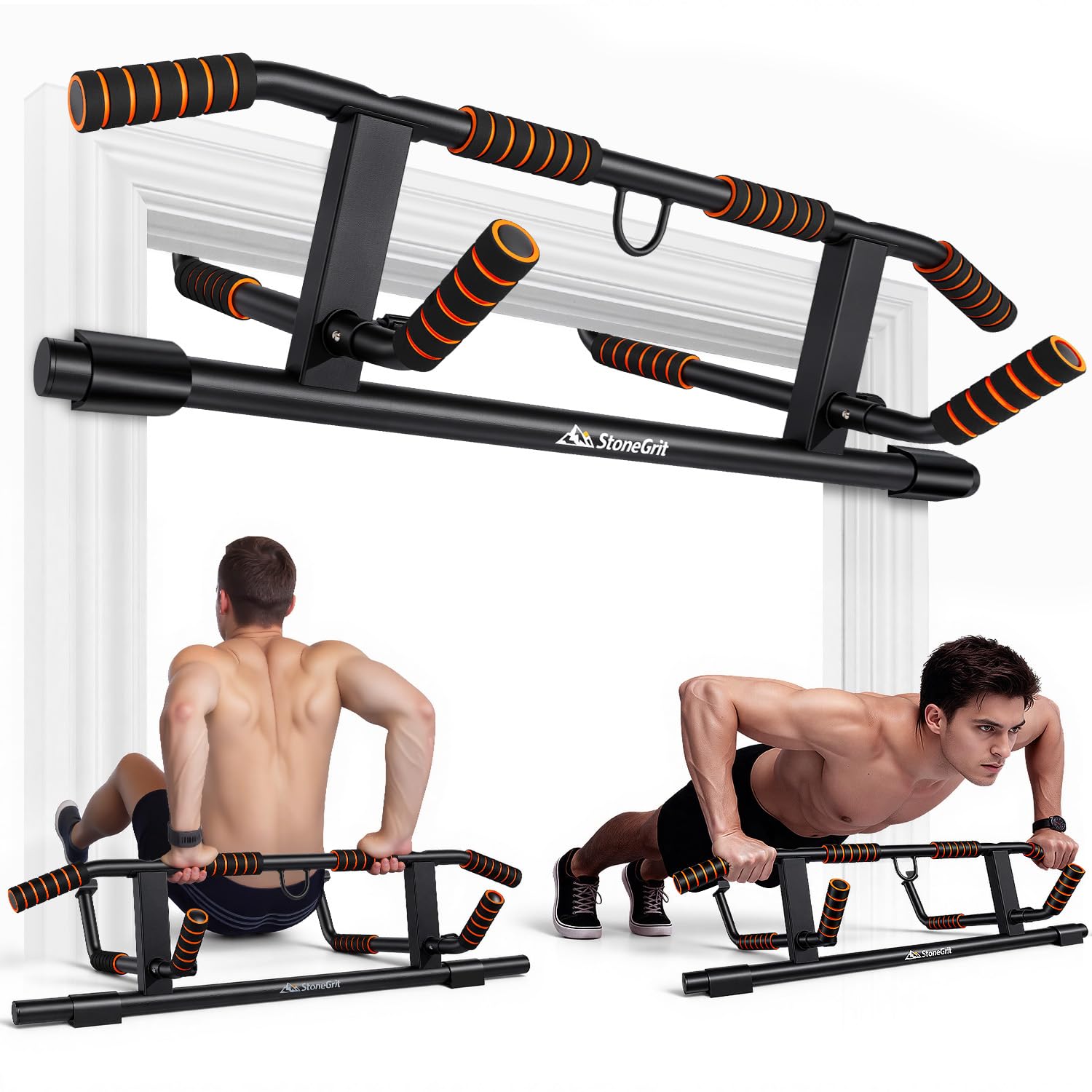 Barra per trazioni da porta, per allenamento di forza, fitness, chin-up, per esercizi in palestra a casa, con presa multiangolare, limite massimo di 230 kg, barra per allenamento per la