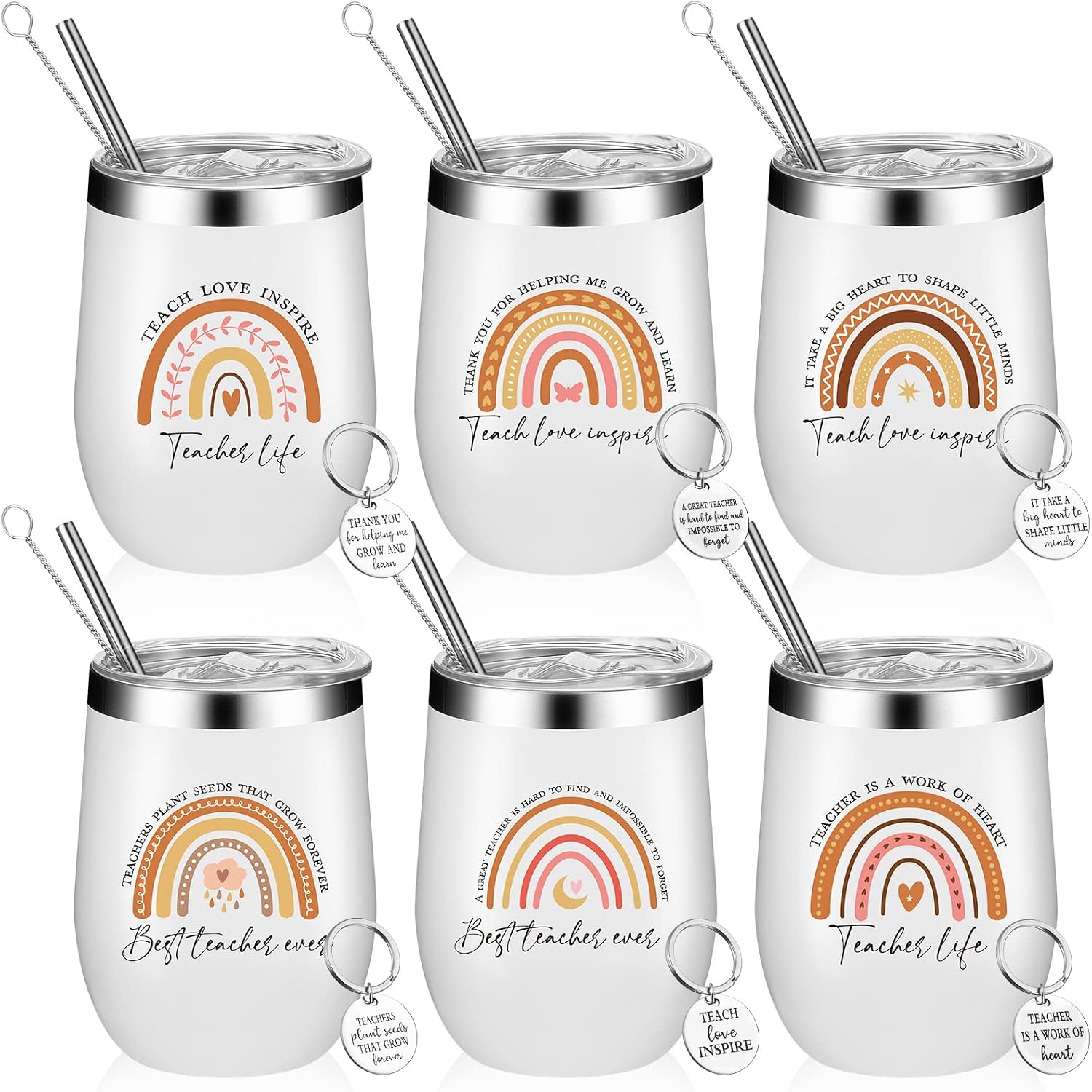 Amazon.com | Inbagi Teacher Appreciation Gifts 6 Pcs 12 oz Teacher ...