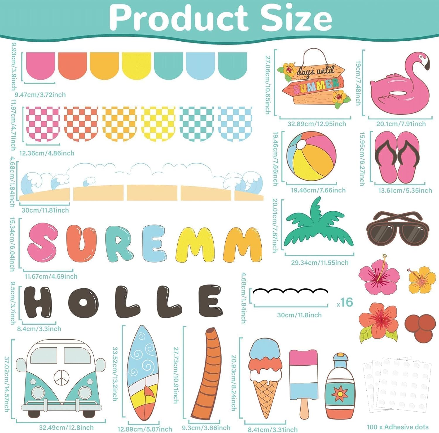 Hello Summer Bulletin Board Decoration Set Summer Theme Bulletin Board Borders Beach Paper Cutouts Summertime Bulletin Boarder for Hello Summer Tropical Theme School Classroom Decor