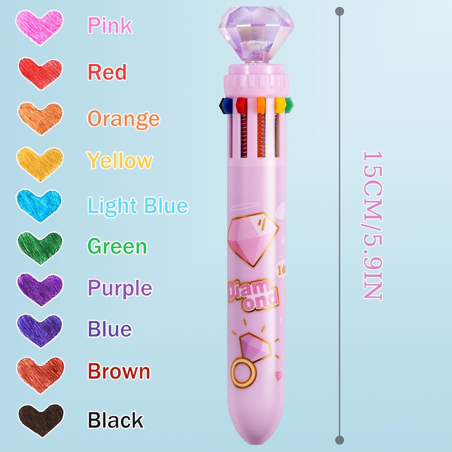 Heliar Multicolor Ballpoint Pen 0.7 mm, 10-in-1 Colored Pens Fine Point Retractable Ballpoint Pens for Office School Supplies Students Gifts, 6 Pack image 4