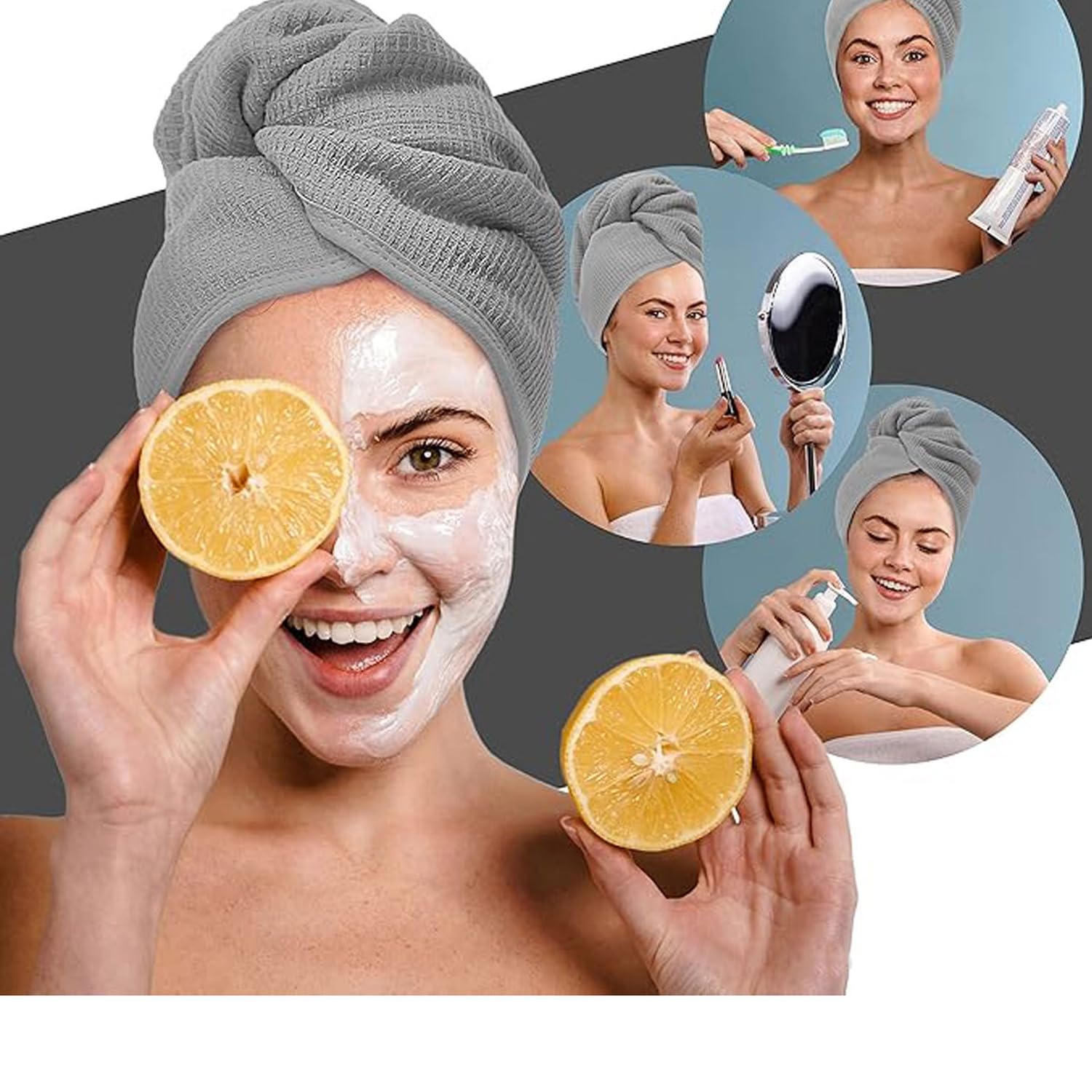 Salvia Dione Saç Kurulama Havlusu Pike Pamuklu Çabuk Kuruyan Saç Bone Düğmeli Saç Kurutma Bonesi%100 Pamuk Doğal Düğmeli Makyaj Bonesi Saç Yıkama ve Cilt Bakım Saç Pike Saç Havlu Bonesi (Beyaz)