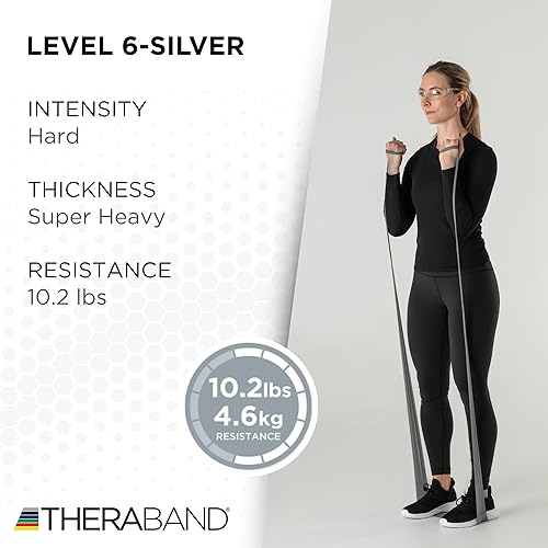 Miniatura 10 de THERABAND Resistance Band 25 Yard Roll Non-Latex Professional Elastic Stretch Bands for Upper  Lower Body Exercise Workouts Physical Therapy Lower