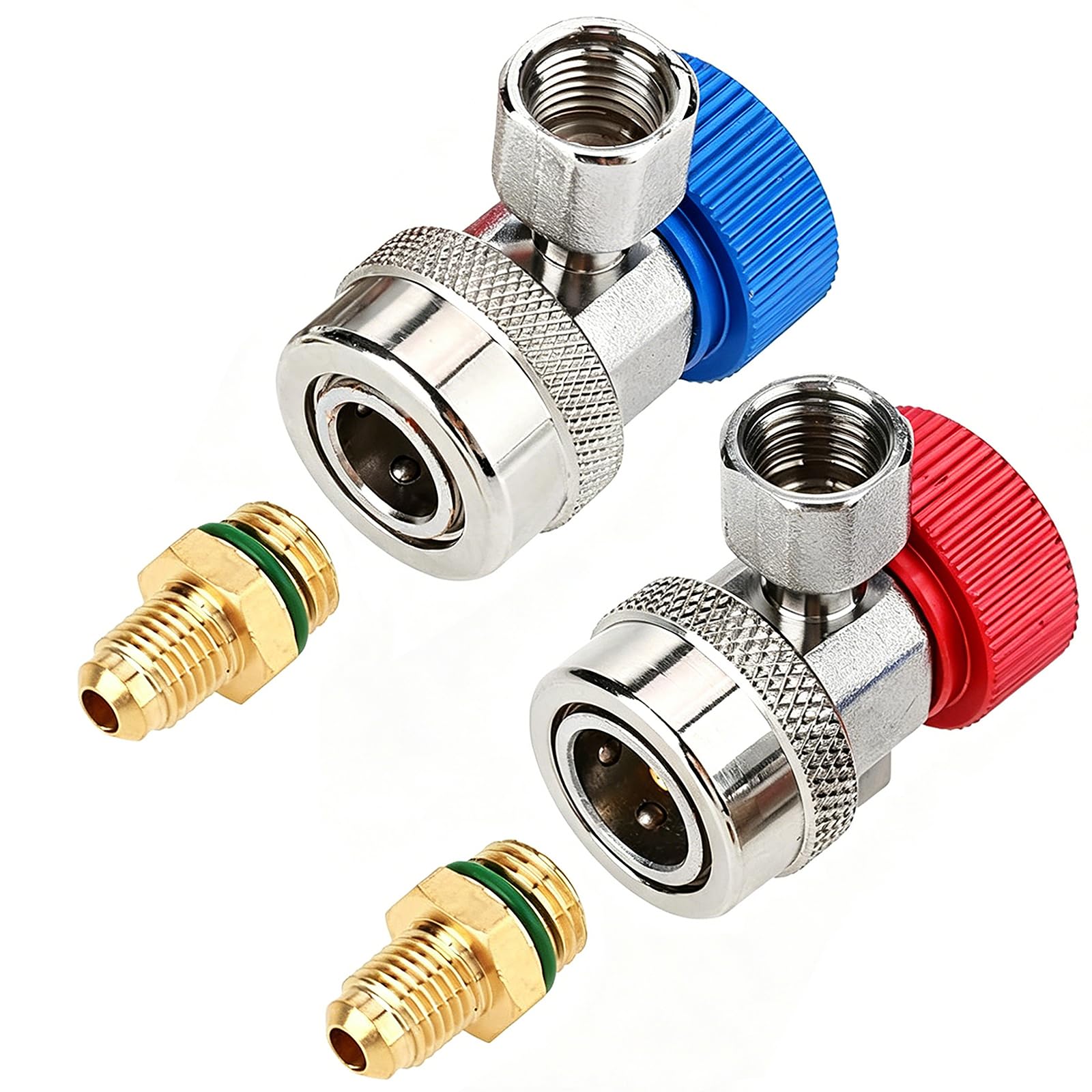 Connecteur Raccord Rapide R134A, Couple Adaptateur R-134A 1/4 Pouce Sae Hvac Raccords De Voiture A/C Raccord Rapide Bas/Haut, Kit Connecteur Flexible Collecteur Freon Hvac