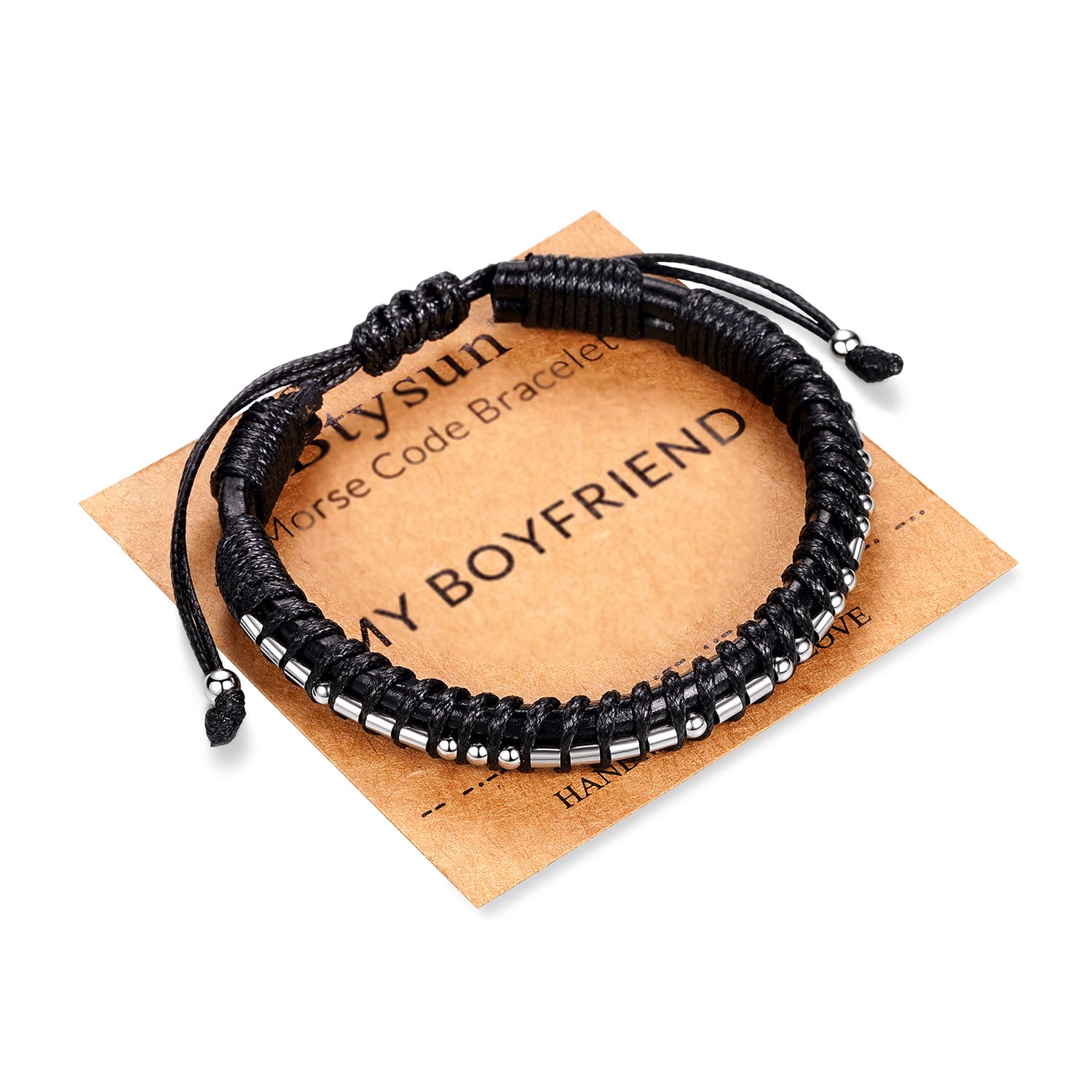 Btysun Fathers Day Gift, Gifts for Men Morse Code Bracelets for Men 2026 Graduation Gifts Mens Bracelet for Him Boyfriend Husband Leather Bracelet Motivational Birthday Jewelry Stocking Stuffers