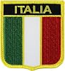 Italy (Italia) Flag Embroidered Iron on/Sew on Shield Patch, Approximate Size 2.5 inch x 2.75 inch