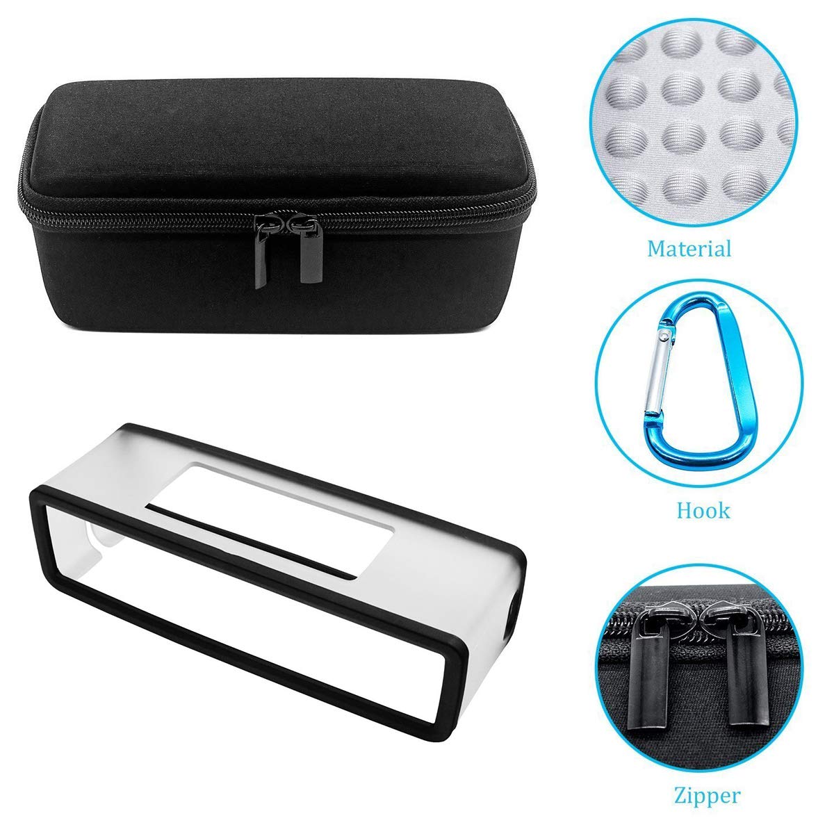 Custodia rigida da viaggio, custodia protettiva impermeabile per altoparlante, custodia rigida per altoparlante Bluetooth da viaggio + custodia morbida per altoparlante Bose-Soundlink Mini I II 2 BT