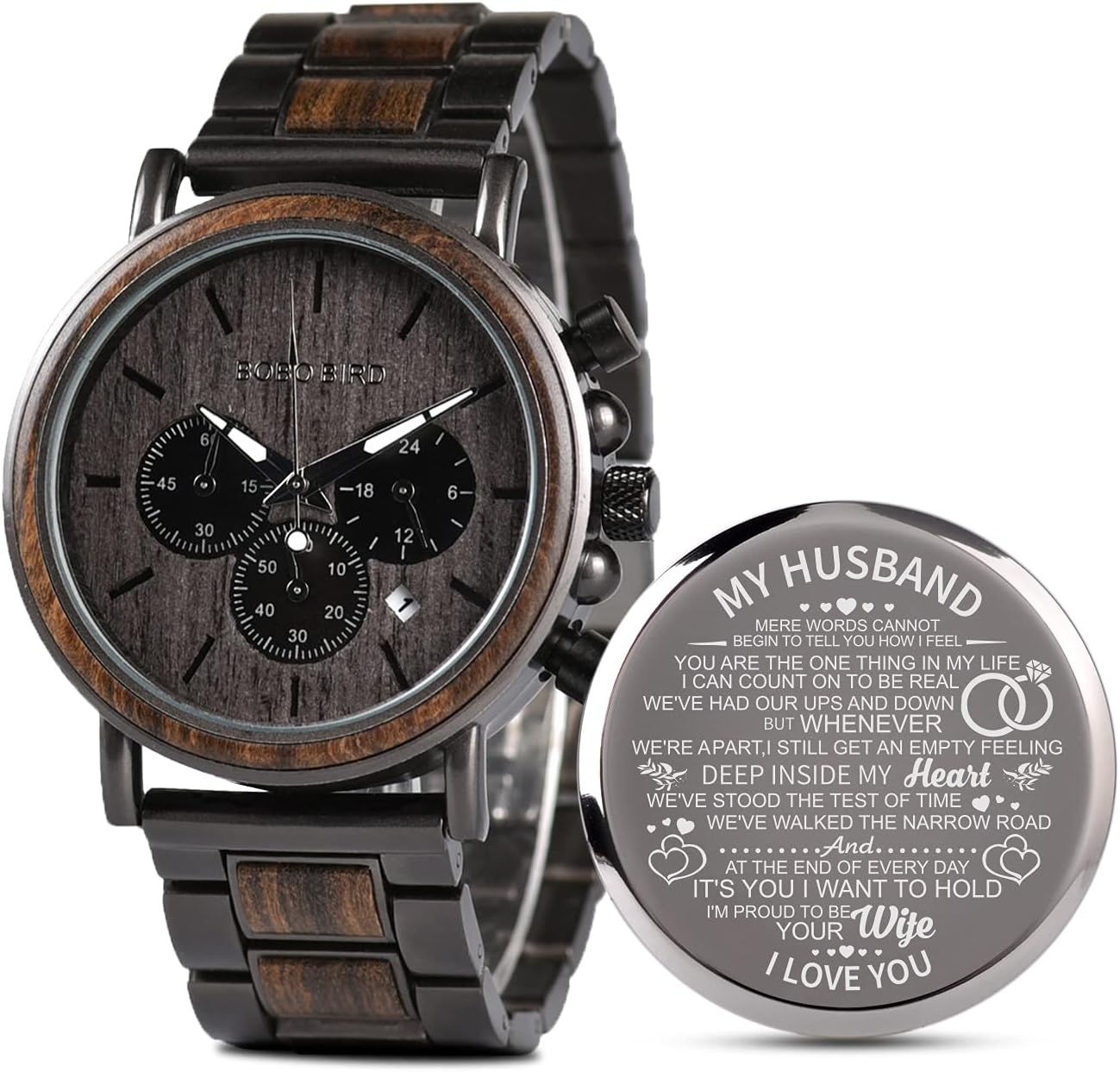 Engraved Wooden Watch for Boyfriend My MAN Fiancé Husband Customized Personalized Wood Watches for Men Birthday Anniversary Personalized Watch