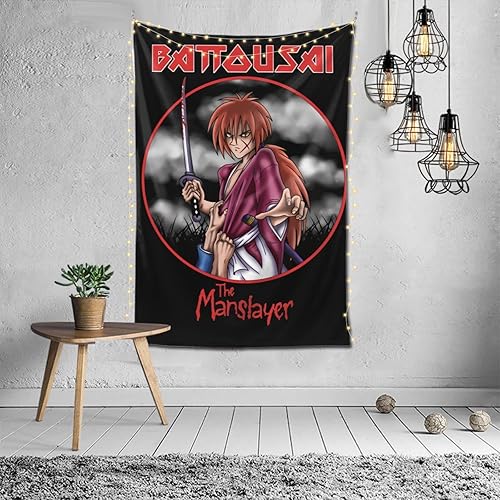 Miniatura 8 de Flokoo Tapiz de anime Rurouni Kenshin Himura Kenshin Kenshin para decoración de pared para sala de estar, dormitorio, cocina, dormitorio, hogar, 40
