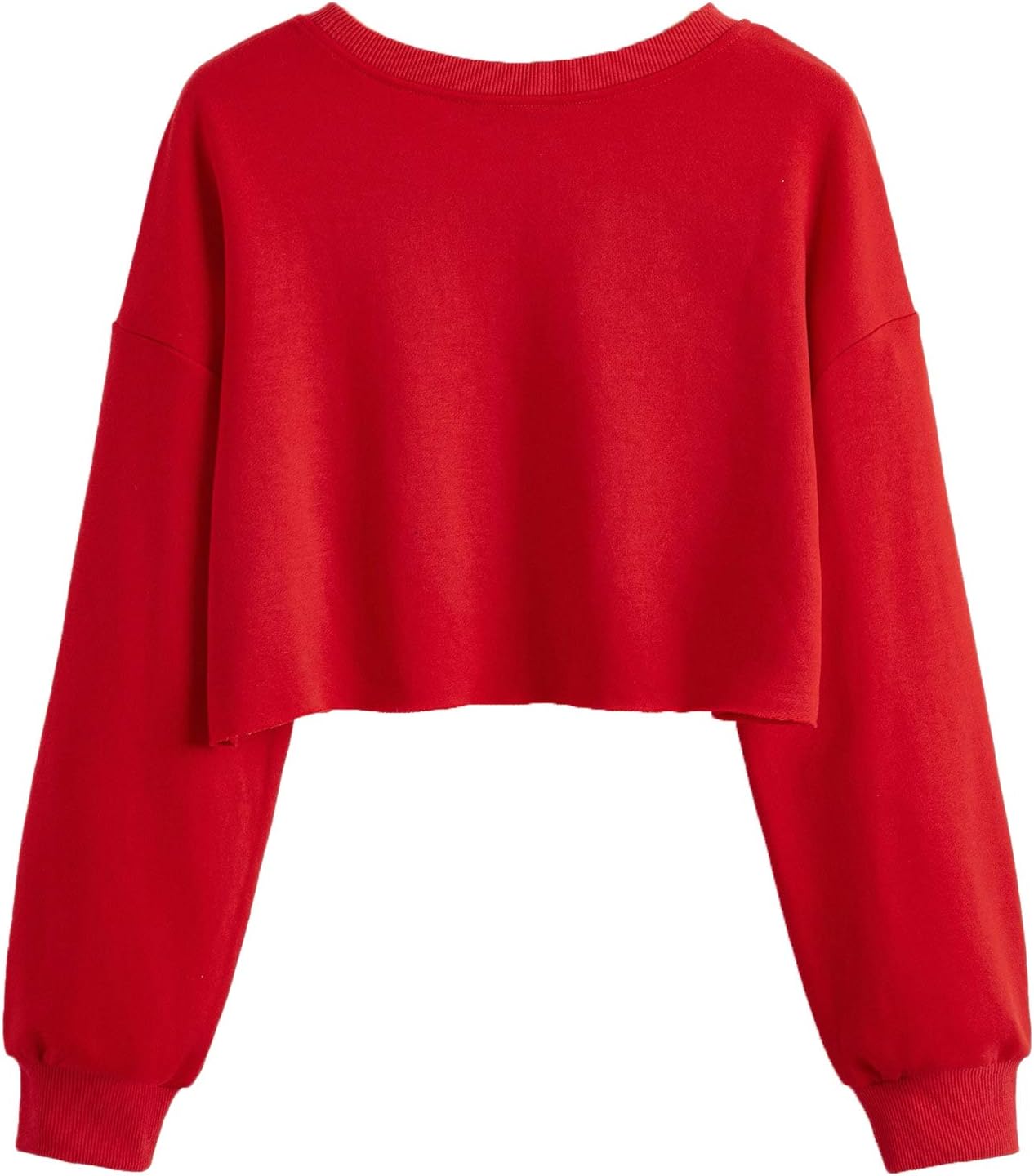 SweatyRocks Women's Casual Long Sleeve Raw Hem Pullover Crop Tops Sweatshirts - Image 2