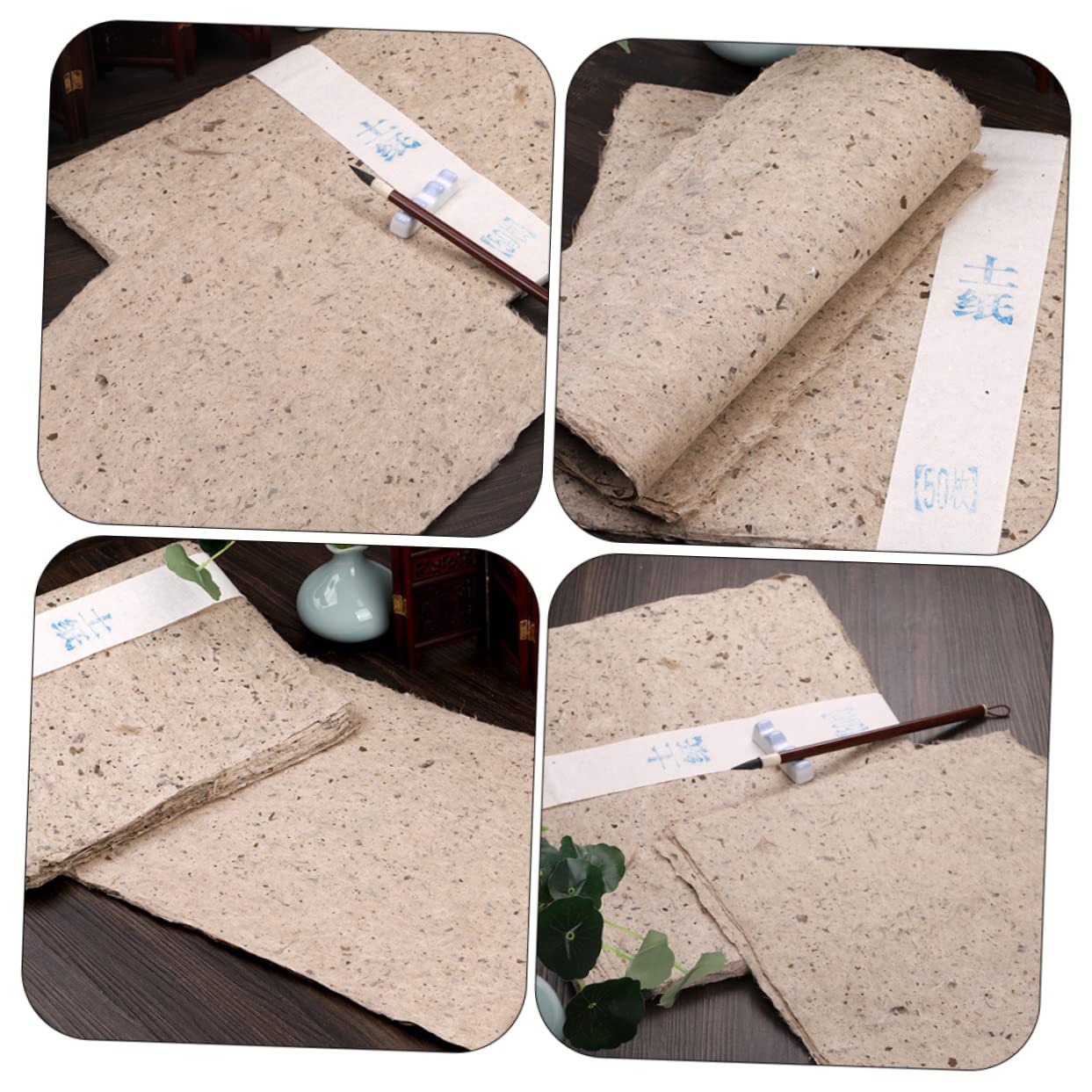 Lurrose 100 Blatt Reines handgeschöpftes Maulbeerpapier handgemachtes DIY-Papier Kalligraphiepapier calligraphy paper aquarellpapier Zeichenpapier Übungspapier für Kalligrafie Reis Papier