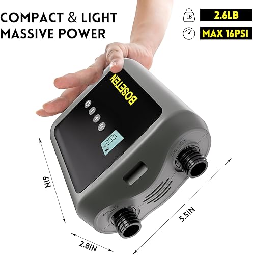 Miniatura 3 de Bomba de tabla de remo, bomba de aire eléctrica SUP, función de desinflación, apagado automático, conector de coche de 12 V CC para tabla de remo